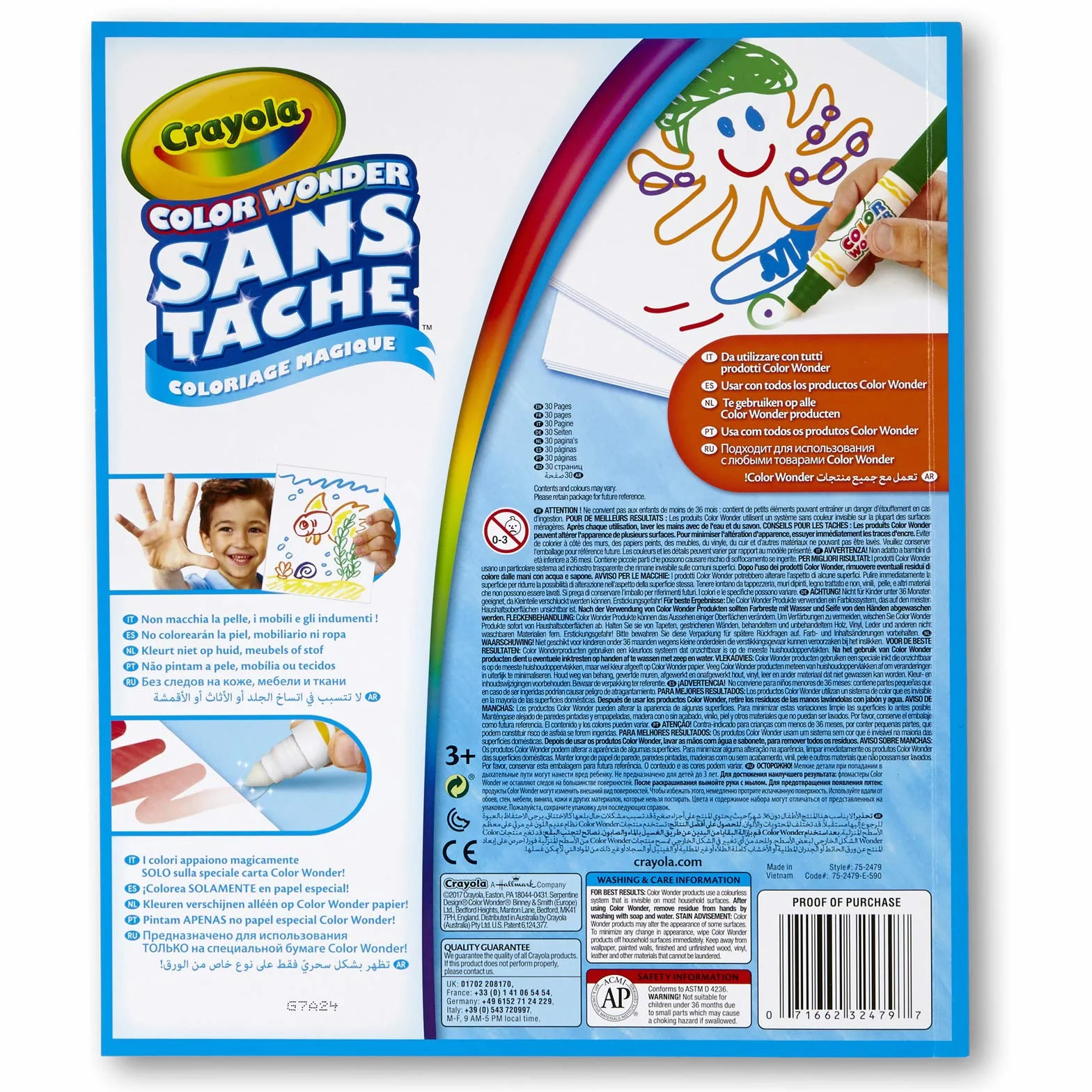 CRAYOLA Color Wonder Album de Recharge 30 Pages Papier Spécial Feutres Pochoirs Lumineux Magic Light Brush Activité Créative 3+