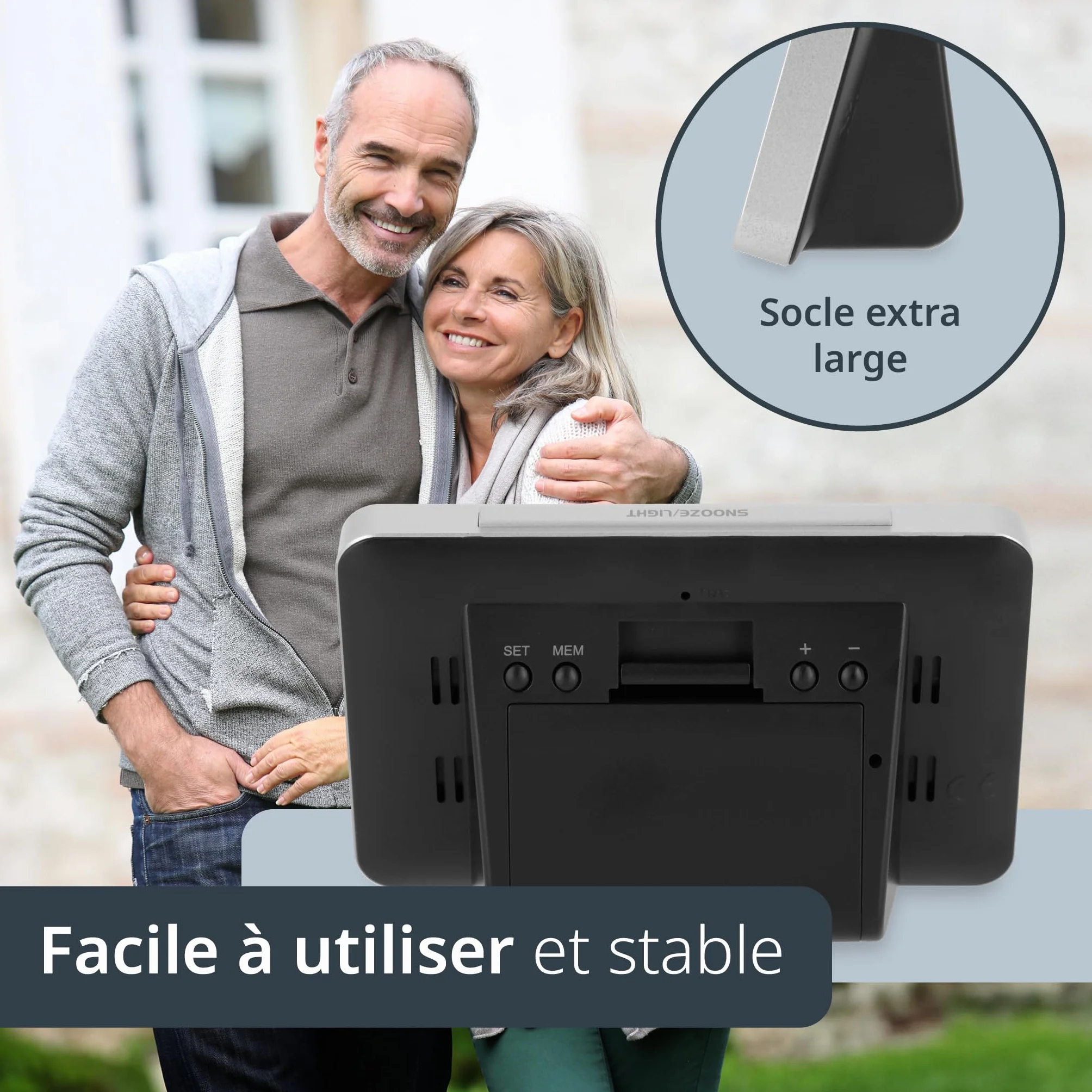 ADE Station météo intérieur avec capteur extérieur thermomètre hygromètre horloge DCF alarme écran LED noir
