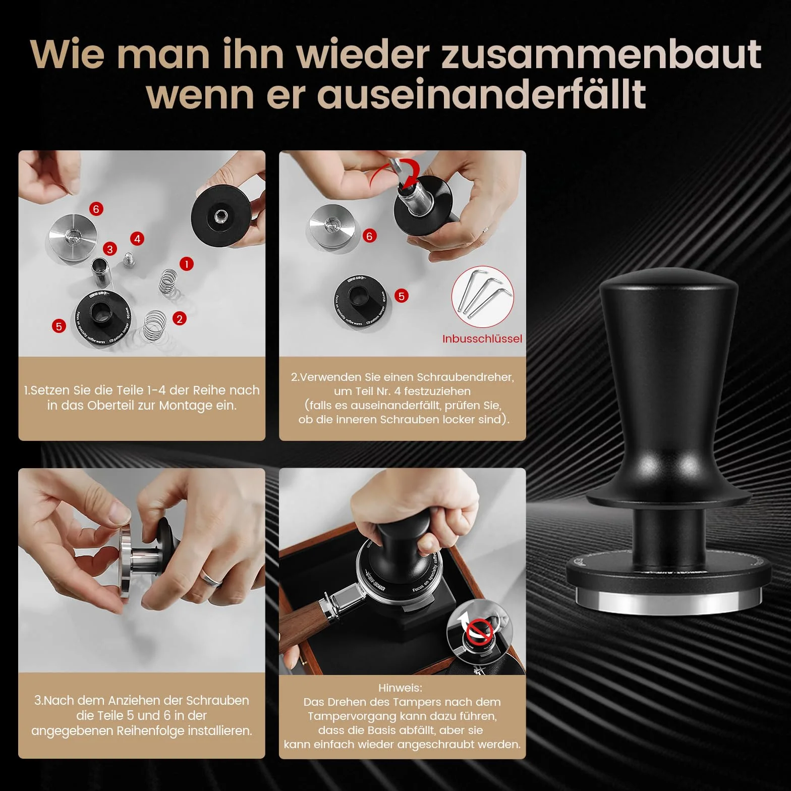 MHW-3BOMBER CD Series Tamper 58mm – Presse à café à Pression constante 30 lbs, Extraction homogène, Accessoire Barista pour Machines à portefiltre, idéal pour Amateurs de café et Professionnels