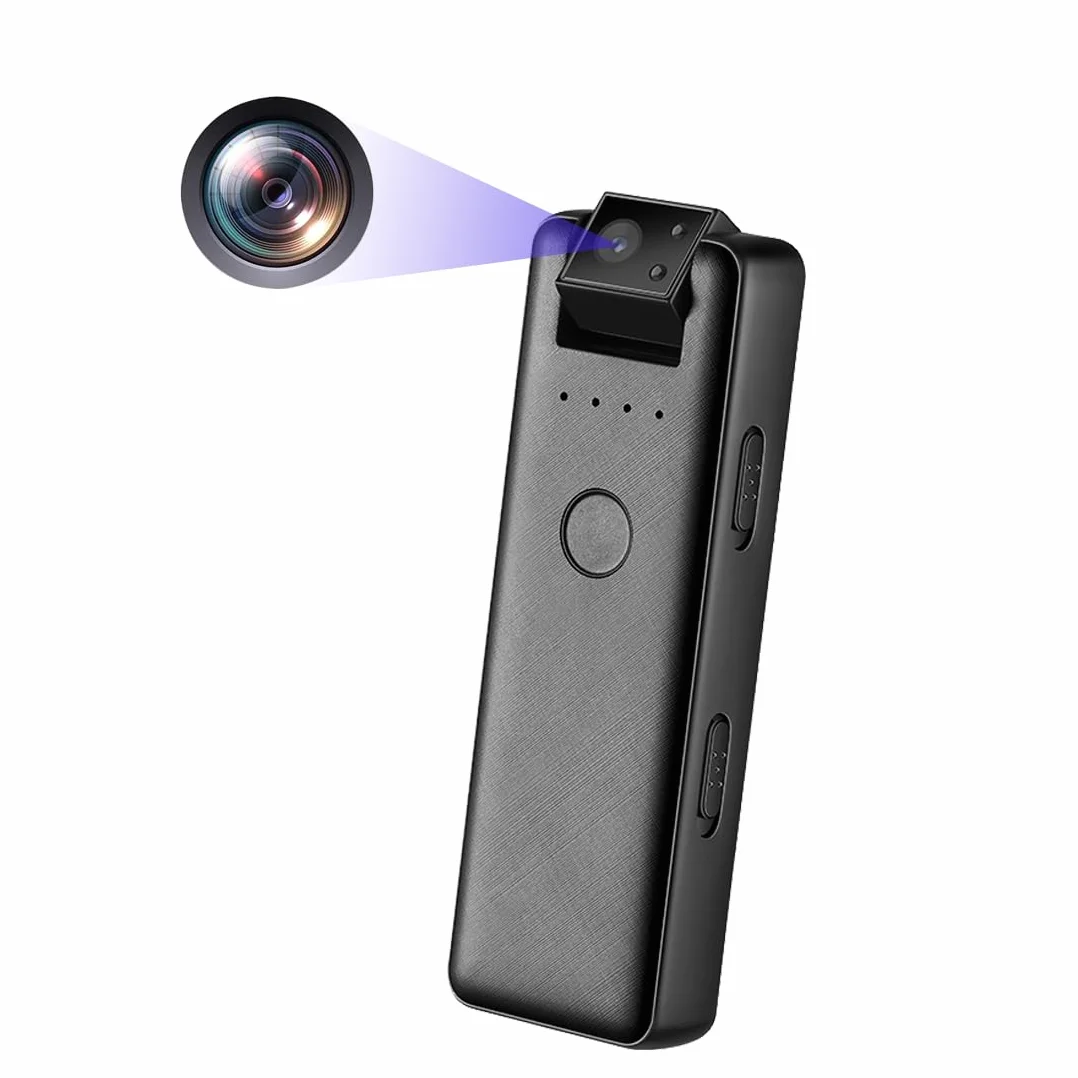 Mini Przenośna Kamera FHD 1080P – 180 Kamery Noktowizyjna z Klapką - Bezstratne Nagrywanie Dźwięku 256 Kbps - Wskaźnik Poziomu Naładowania Baterii - Magnetyczny/Klip-on - Type-C