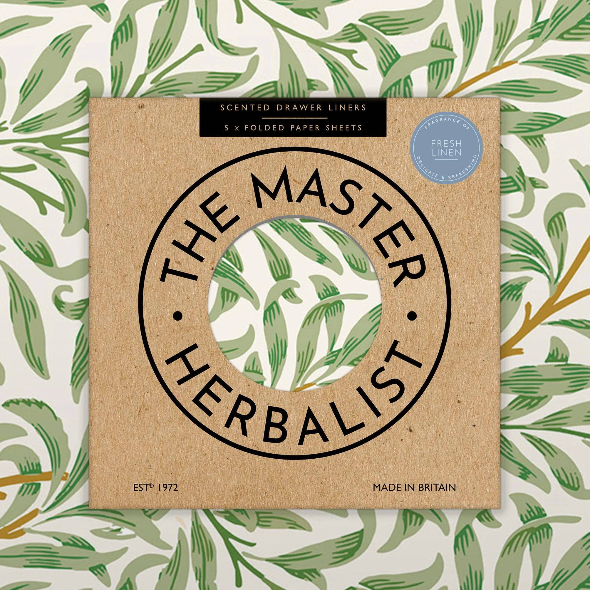 The Master Herbalist Doublures de tiroir parfumées Linge frais Paquet de 5 feuilles Huiles essentielles Fabriqué au Royaume-Uni