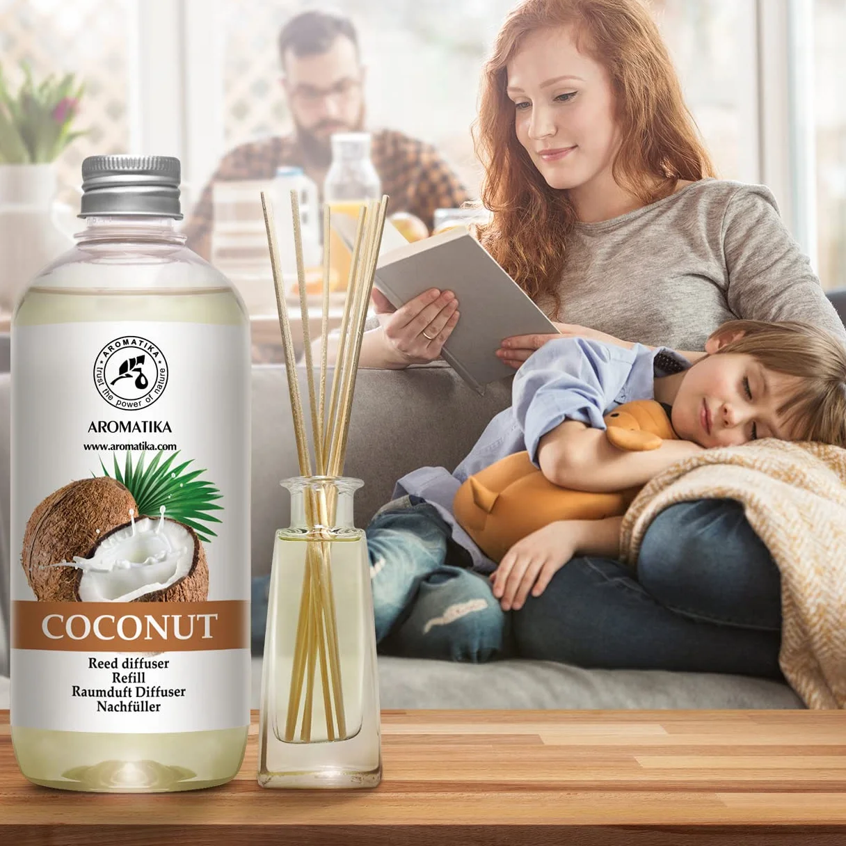 Recharge Diffuseur Parfum Coco 500ml - Reed Diffuser Refill - Assainisseur d'Air Longue Durée