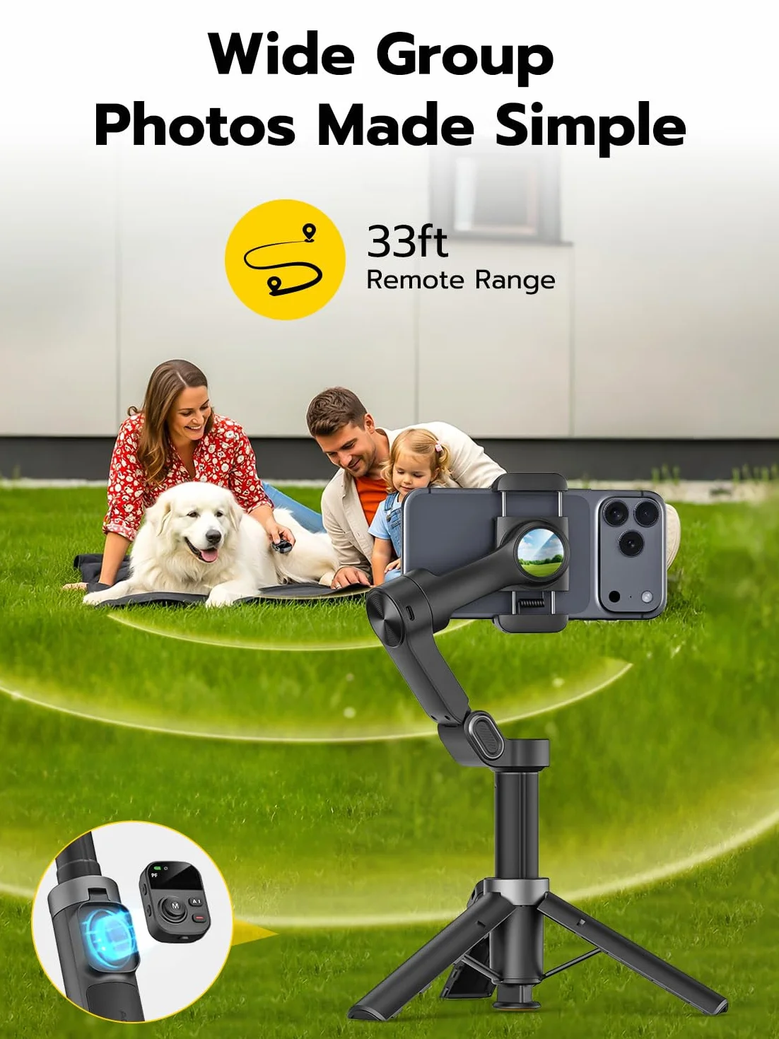AOCHUAN 3-osiowy stabilizator gimbala do iPhone'a ze śledzeniem twarzy 360°, gimbal do smartfona z otwartym statywem jednym dotknięciem, sterowanie gestami, stabilizator telefonu z magnetycznym