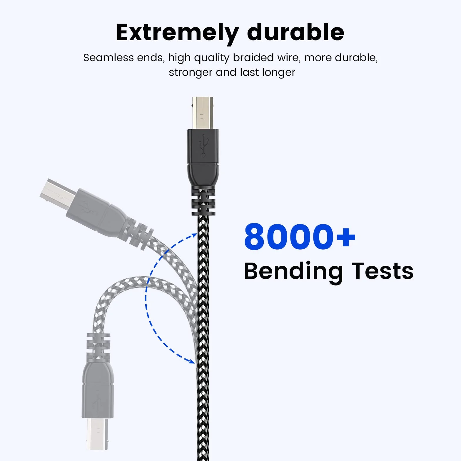 MOSWAG Câble USB B vers USB C 480 Mbps 1M Tressé Nylon Aluminium pour Imprimante MIDI
