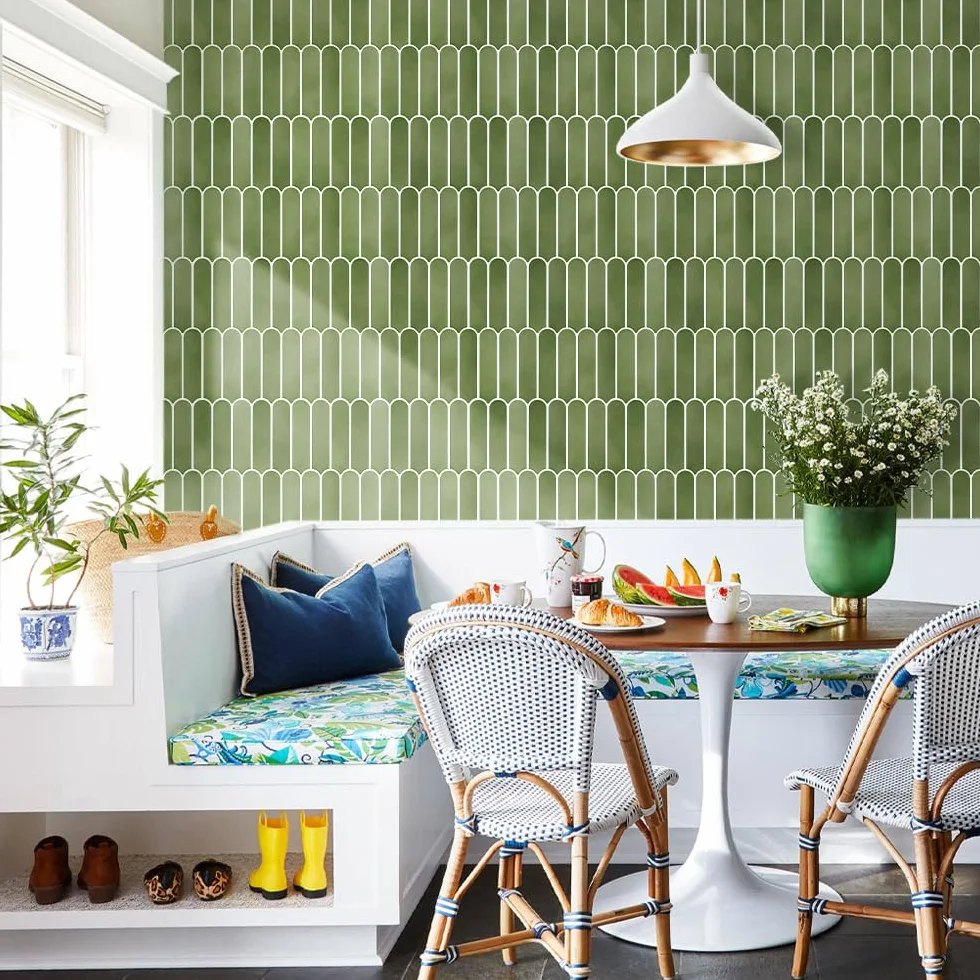 COMSTICKC Mat Vert Credence Adhesive 3D Carrelage Mural 30x30 cm 10 Pièces PVC