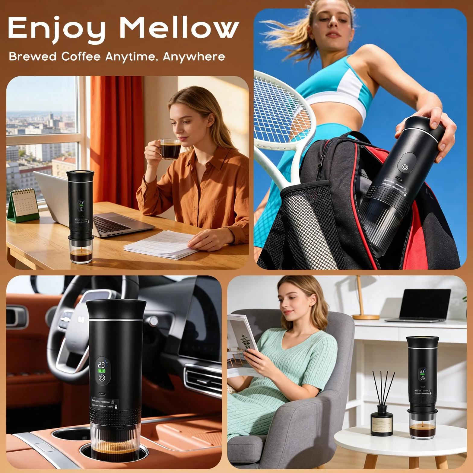 Machine a Cafe Portable 20 Bar, 3 en 1 Machine a Café Portable Cafetiere Portable Rechargeable Compatible avec Capsules, Café Moul, Machine Expresso Portable Nespresso pour Camping, Voyage
