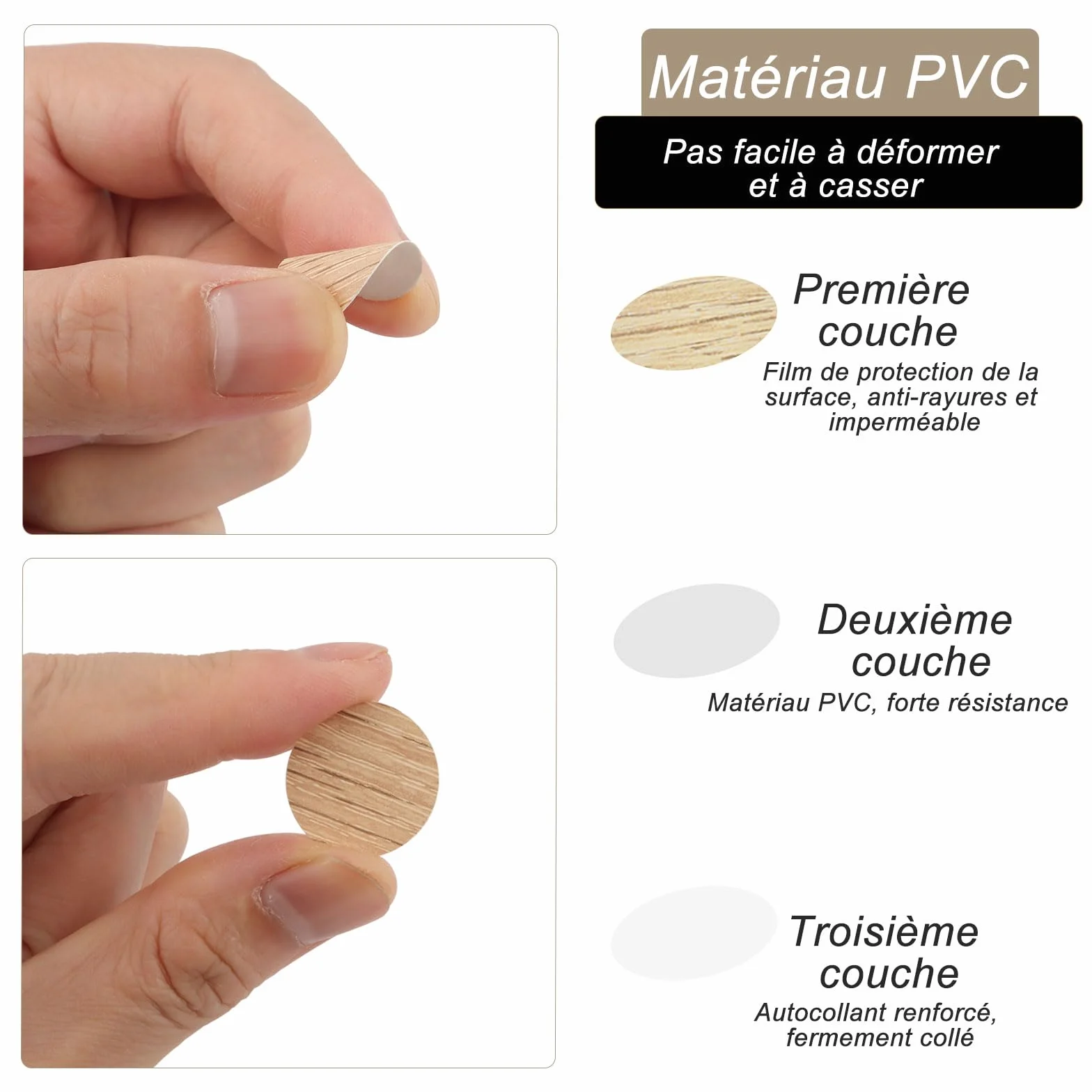 864 Pièces Cache Vis Adhésif Ø21mm Grain de Bois, Autocollants pour Trous de Vis, 14 Couleurs
