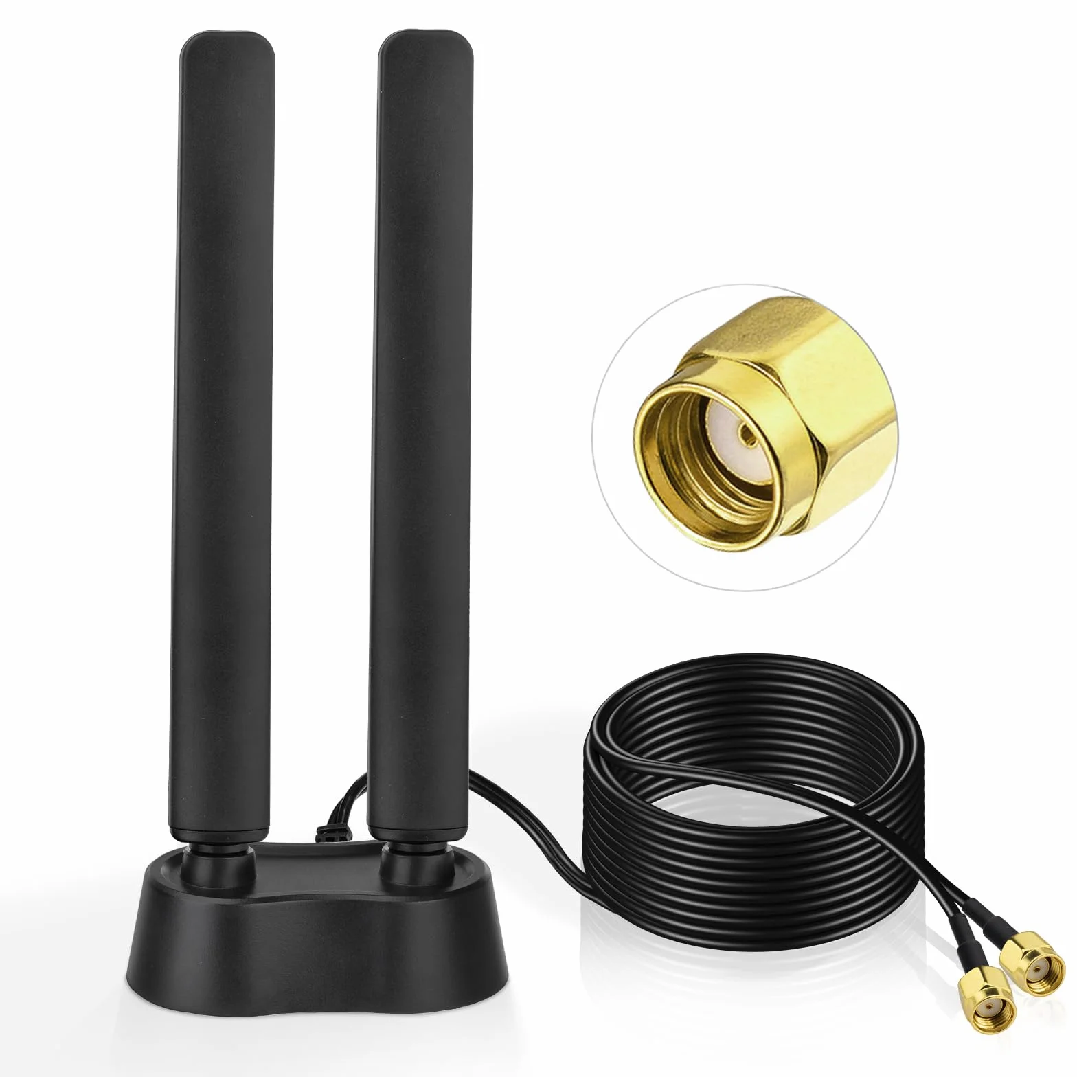 Eightwood Antena WiFi 6E 2,4 g/5 g/5,8 g/6 g wzmacniacz sygnału WLAN trójpasmowa podstawa magnetyczna z przedłużaczem RP-SMA do routera Wi-Fi 5/6/6E PCI PCI-E karty PC płyta główna Bluetooth