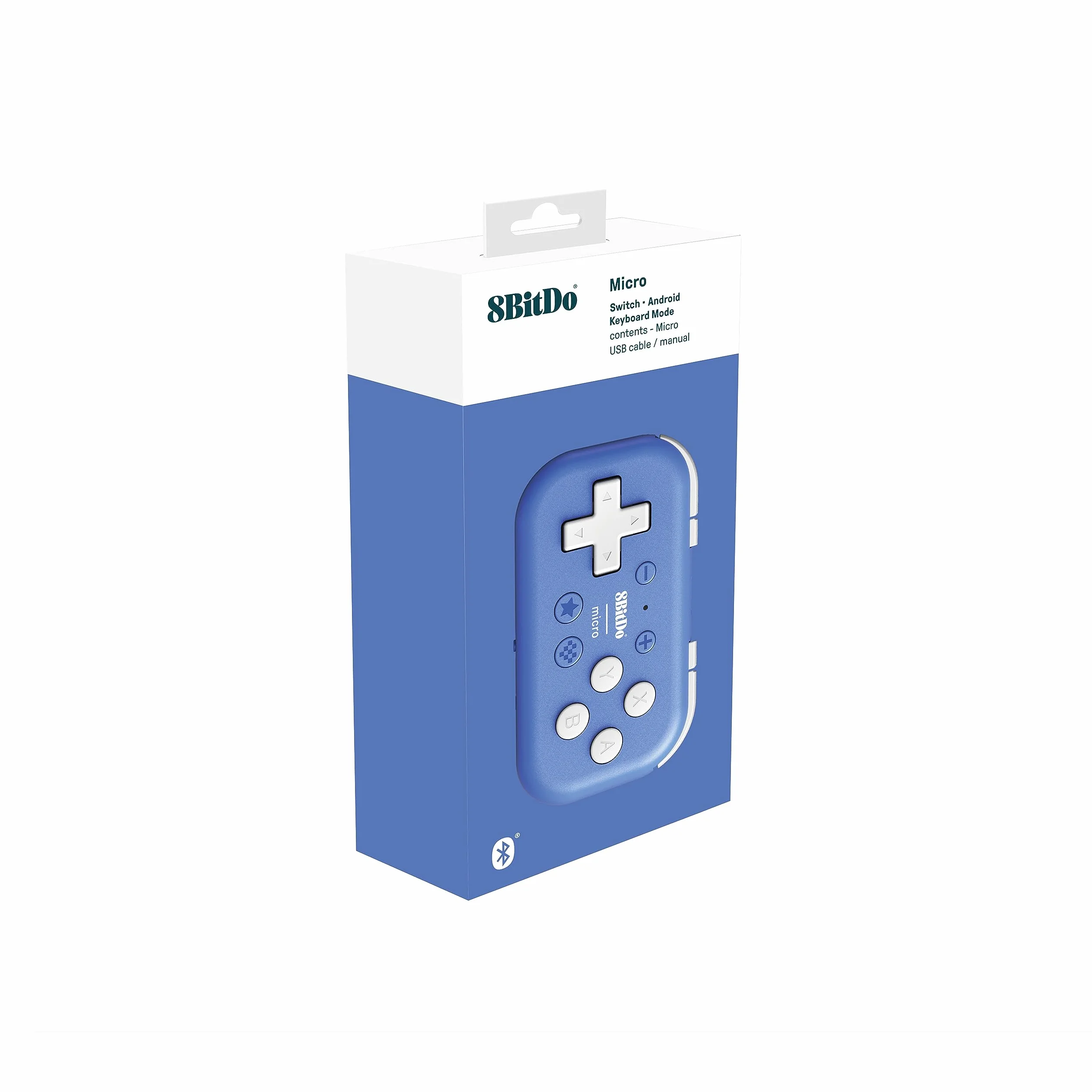 8BitDo Micro Bluetooth Gamepad Mini Controller Switch Android Raspberry Pi Keyboard Mode (Bleu)