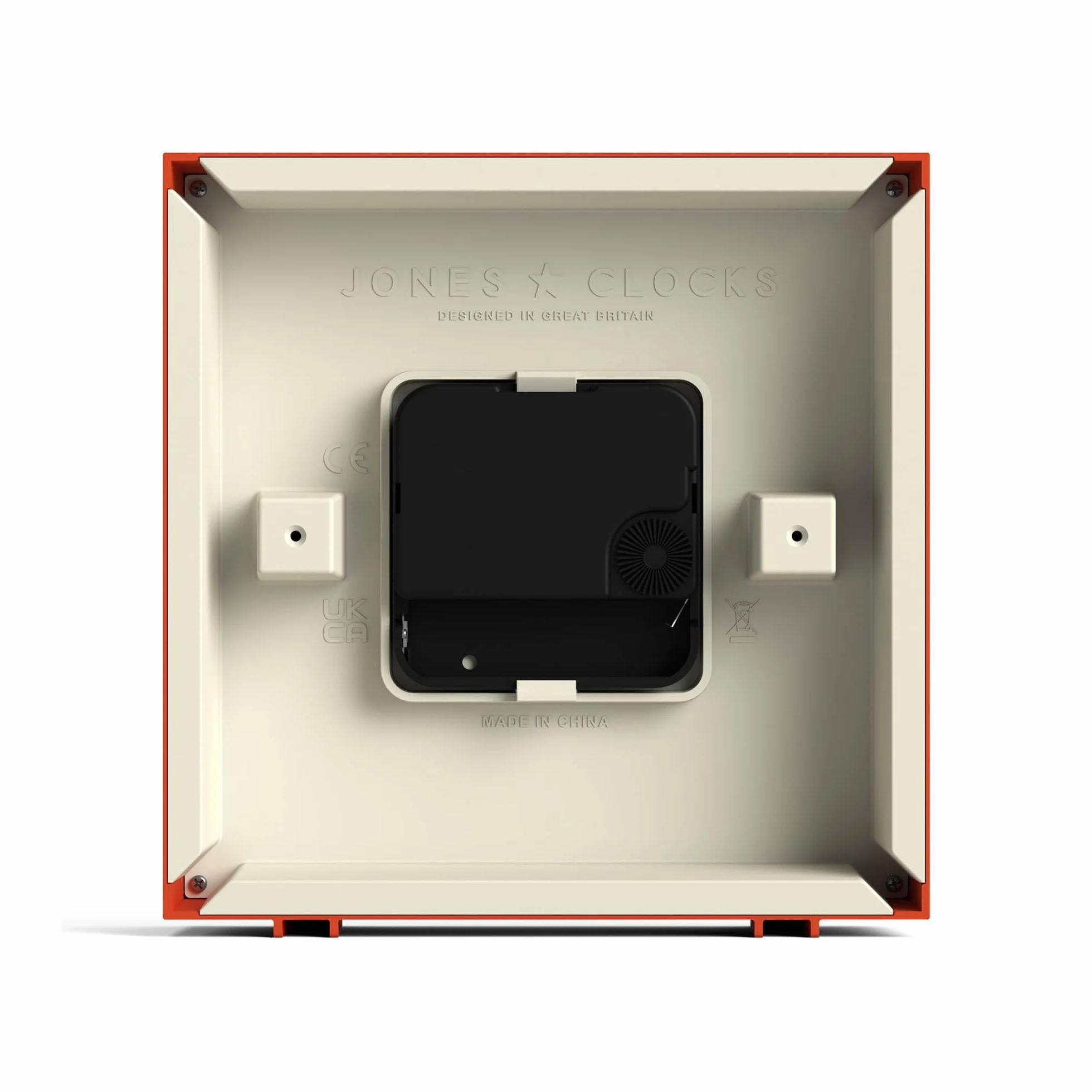 JONES CLOCKS® Disco Horloge de Bureau | Motif carré élégant | Orange | Stylé et Facile à Lire pour l’étagère, la Table, la cheminée ou la Table de Chevet
