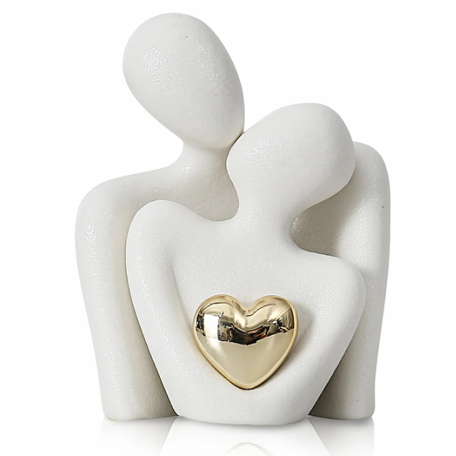 Figurine d'amour en céramique blanche, statuette romantique de couple, décoration moderne pour anniversaire de mariage