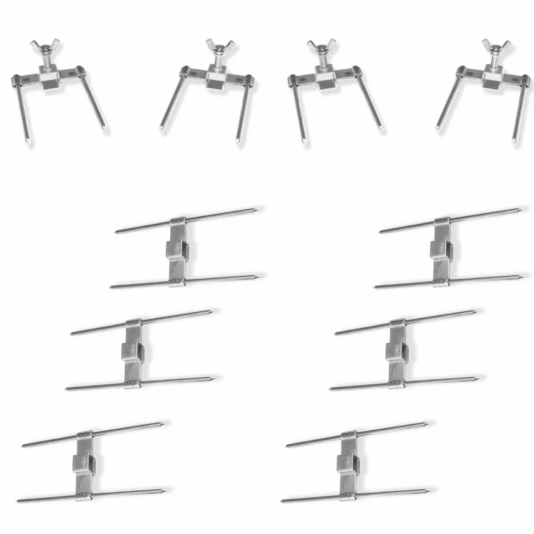 Lot de 10 brochettes de rôtissoire à poulet en acier, fourchette rotative professionnelle, pièce de rechange universelle 12 mm