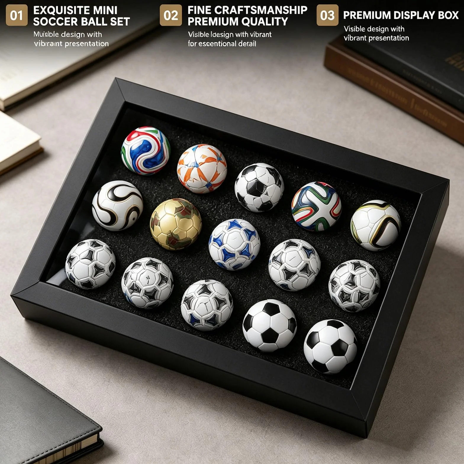 Collection Mini-Ballons de Football Figurines Artisanales 1970-2026 Répliques Tournois
