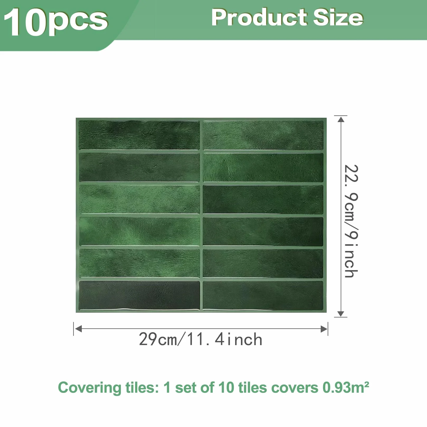 3D Sticker Credence Adhesive Imperméable 22,9 x 29 cm Vert Foncé pour Cuisine Salle Bain Décoration Murale