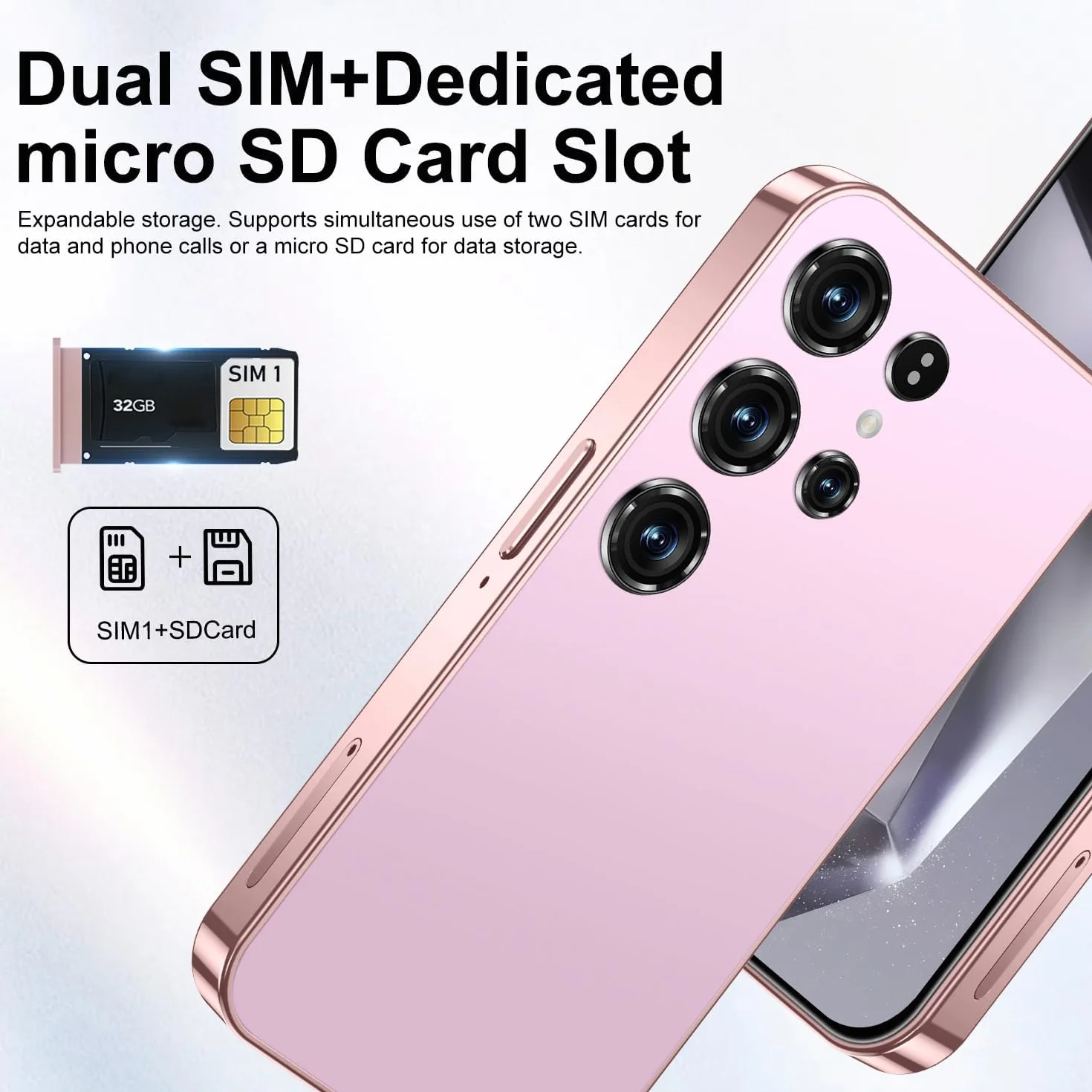 Mini smartfon dla dzieci, 4,0", mały ekran HD, 3 GB RAM + 32 GB ROM, 4G Dual SIM, Android 10.0, WiFi, Bluetooth, FM, GPS (X24mini różowy)