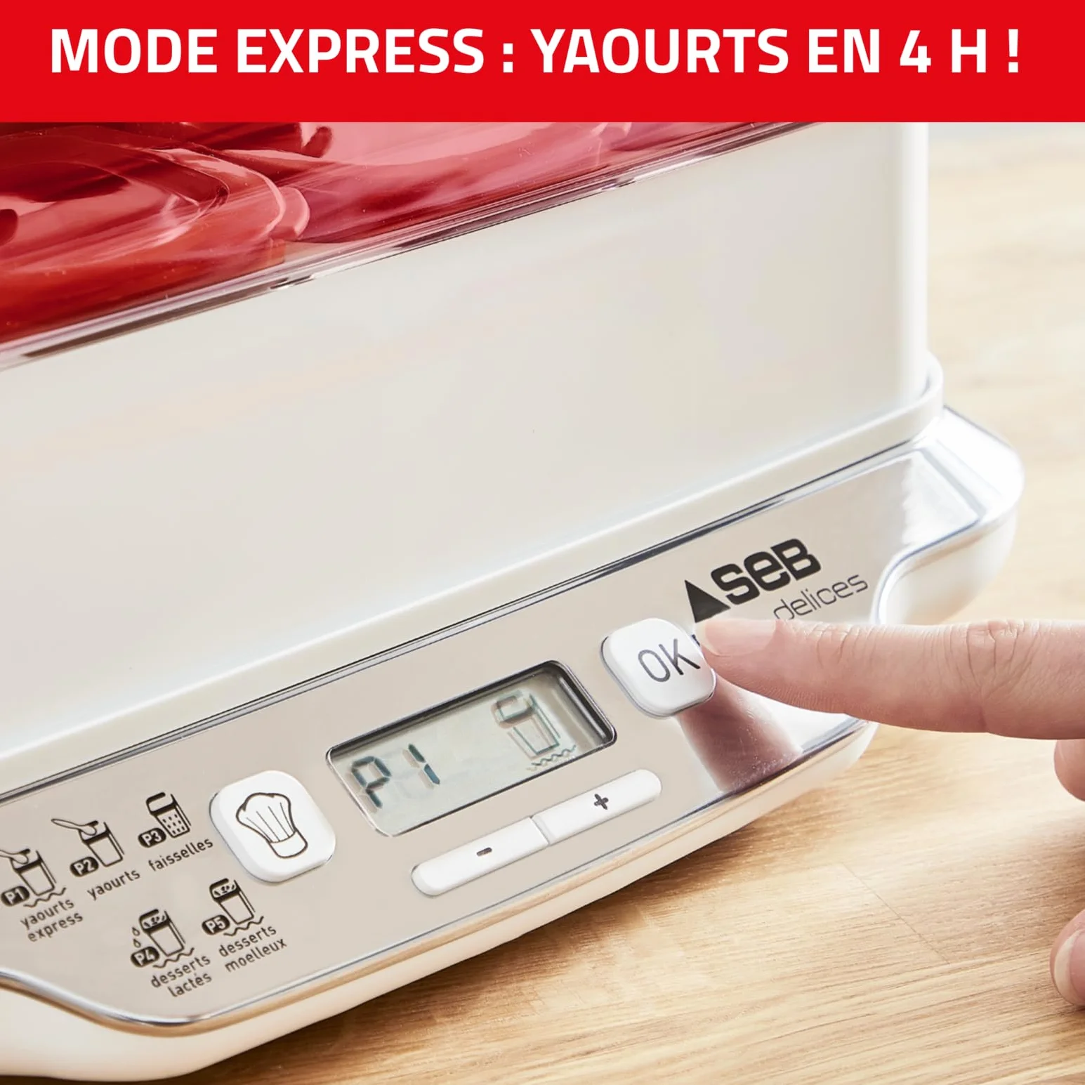 Seb Multi Délices, Express Yaourtière 12 pots verre 140 ml, Sans BPA, 5 programmes automatiques, Programme Express, Fabriqué en France YG661500