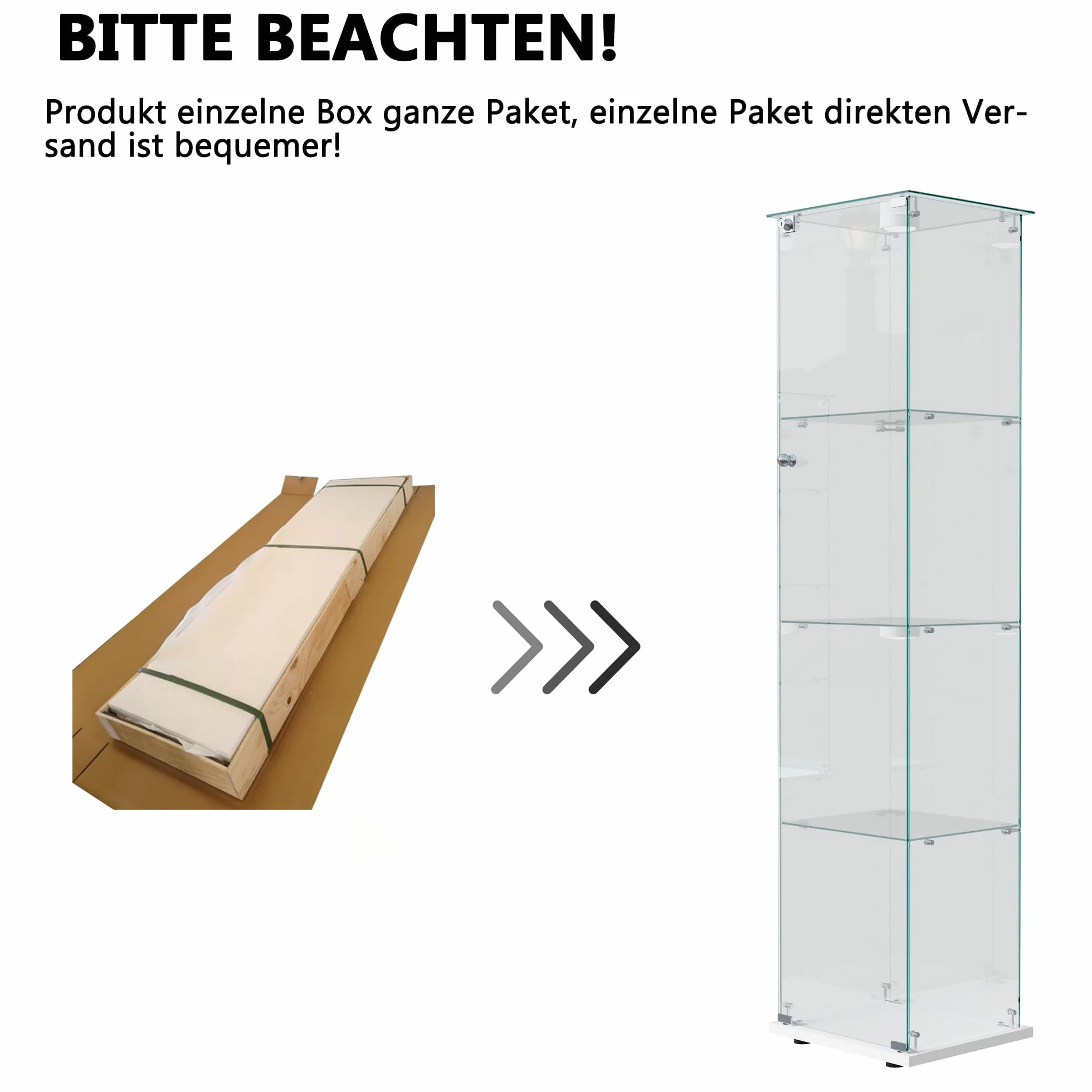 Meuble Vitrine Verre, Vitrine Verre 4 Layers Armoire Vitrineavec Serrure 163x35x39.8 cm VitrineVerre LED Vitrineen VerrePour Collection avec Porte Meuble VitrineSalon Transparent (Blanc A)