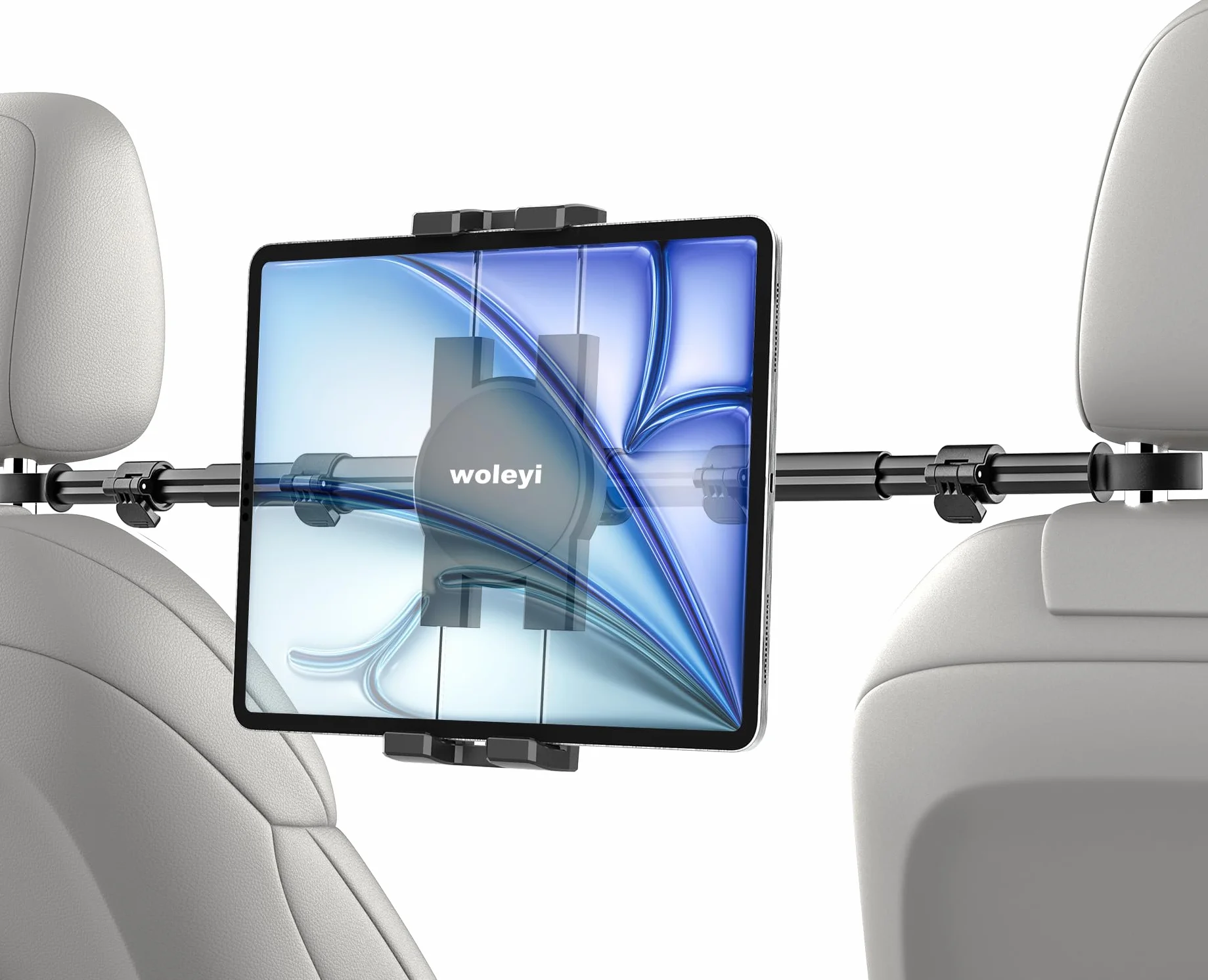 Uchwyt na tablet na zagłówek samochodowy [rozciągliwy 3-stopniowy regulowany] Tylne siedzenie Uchwyt na tablet dla dzieci, między siedzeniami stojak na Switch, Kindle, iPad Pro Air Mini, Galaxy