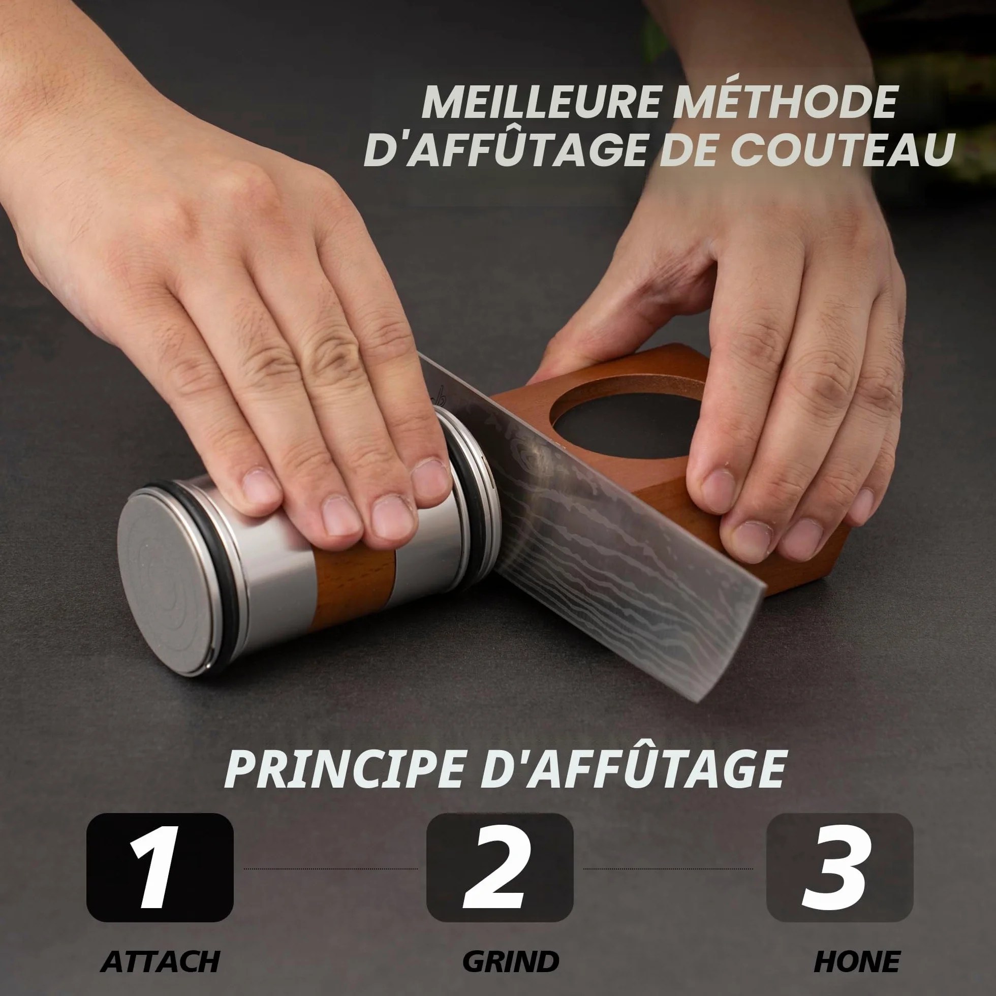 Aiguiseur Couteaux Cuisine 15° 20° Deux Angles d'affûtage