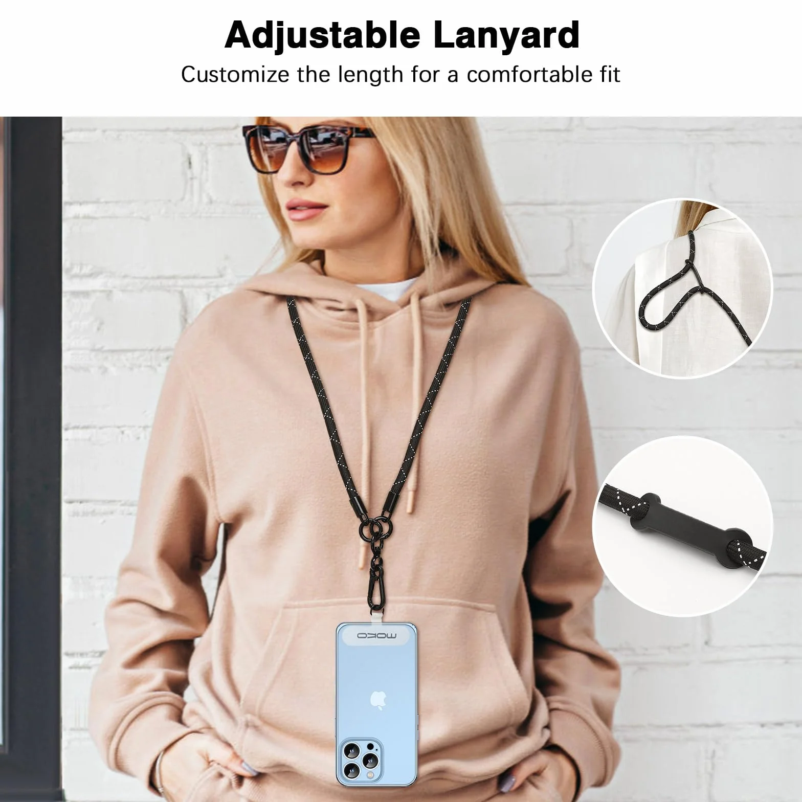 MoKo Smycz do telefonu crossbody, regulowana smycz do telefonu komórkowego