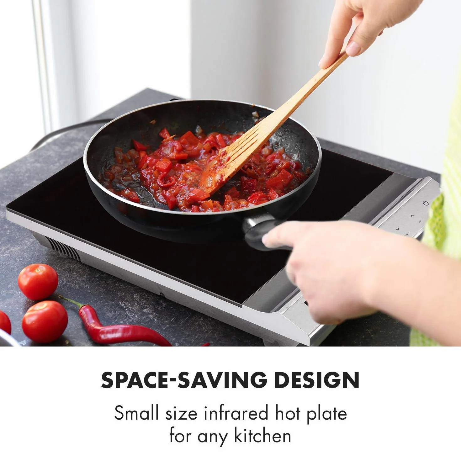 KLARSTEIN Mistercook - Plaque cuisson portable, Plaque de cuisson, vitrocéramique, 2000W, 8 réglages puissance et temp., écran LED, Minuterie, Sécurité enfants, Protection anti-surchauffe - Argent