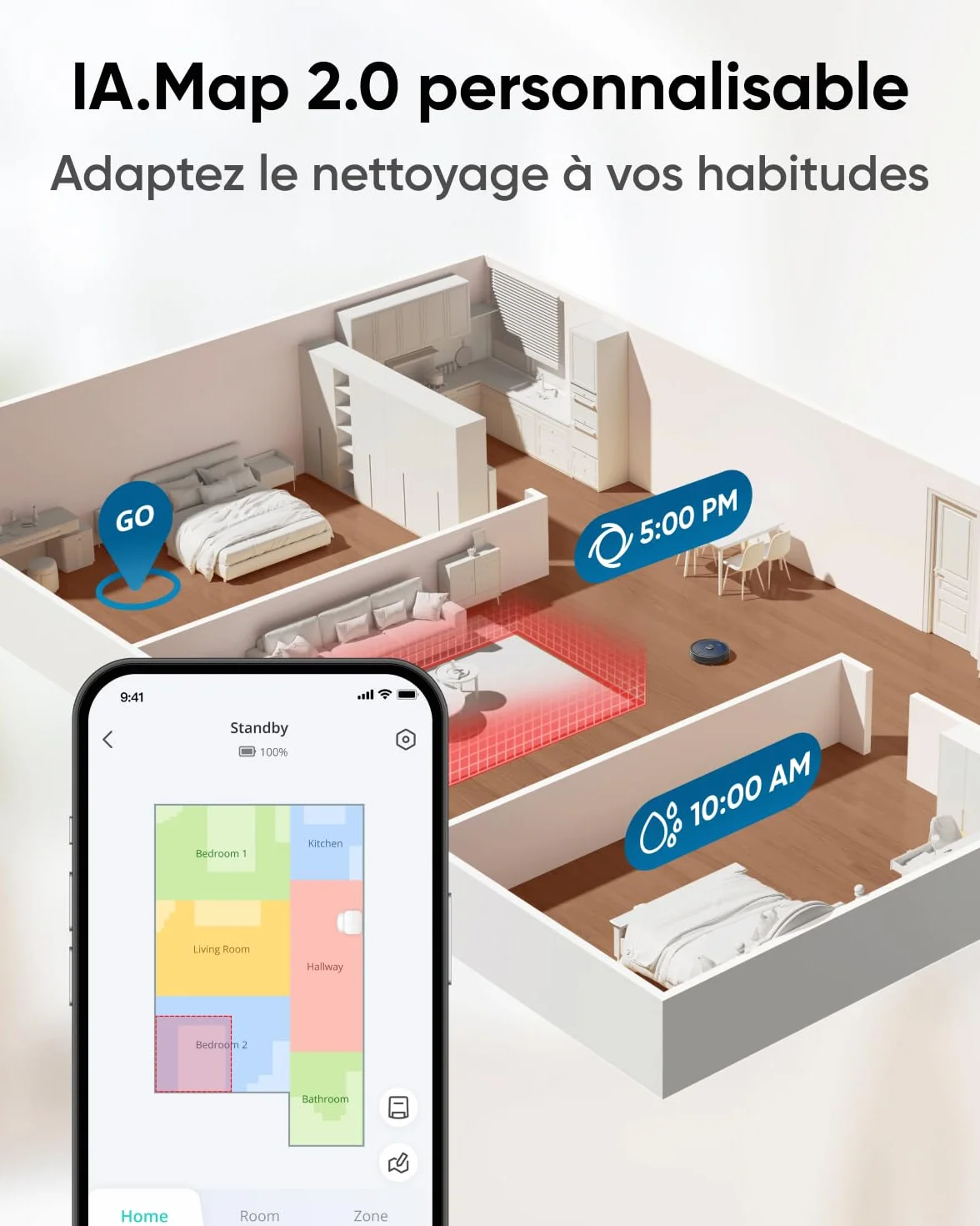 eufy X10 Pro Omni Robot Aspirateur et Serpillère 8000Pa Autovidage Remplissage Levage Voiture Évitement Obstacles Reconditionné