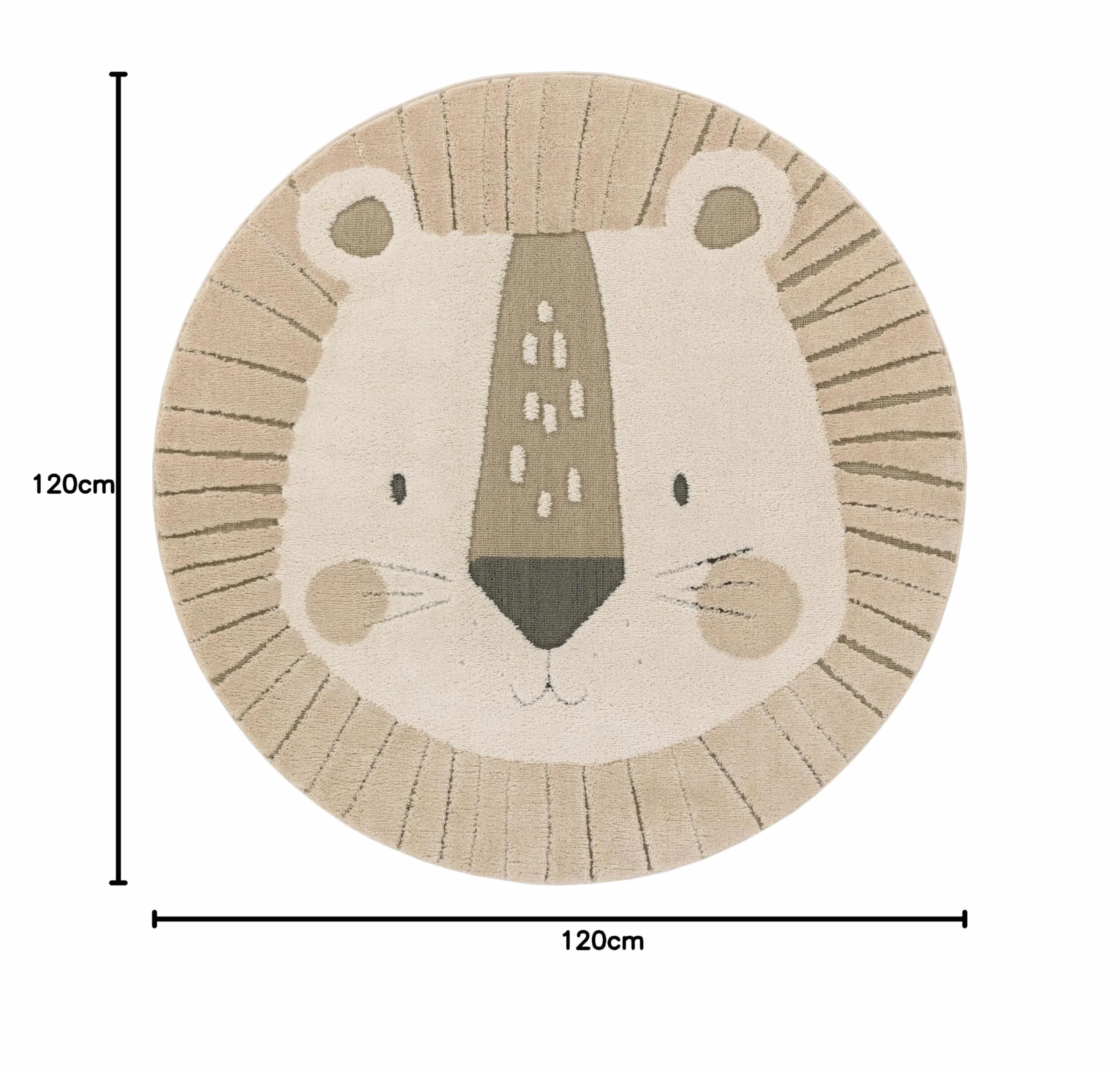 Paco Home Tapis pour Chambre d'enfant Effet 3D 120 cm Rond Cream