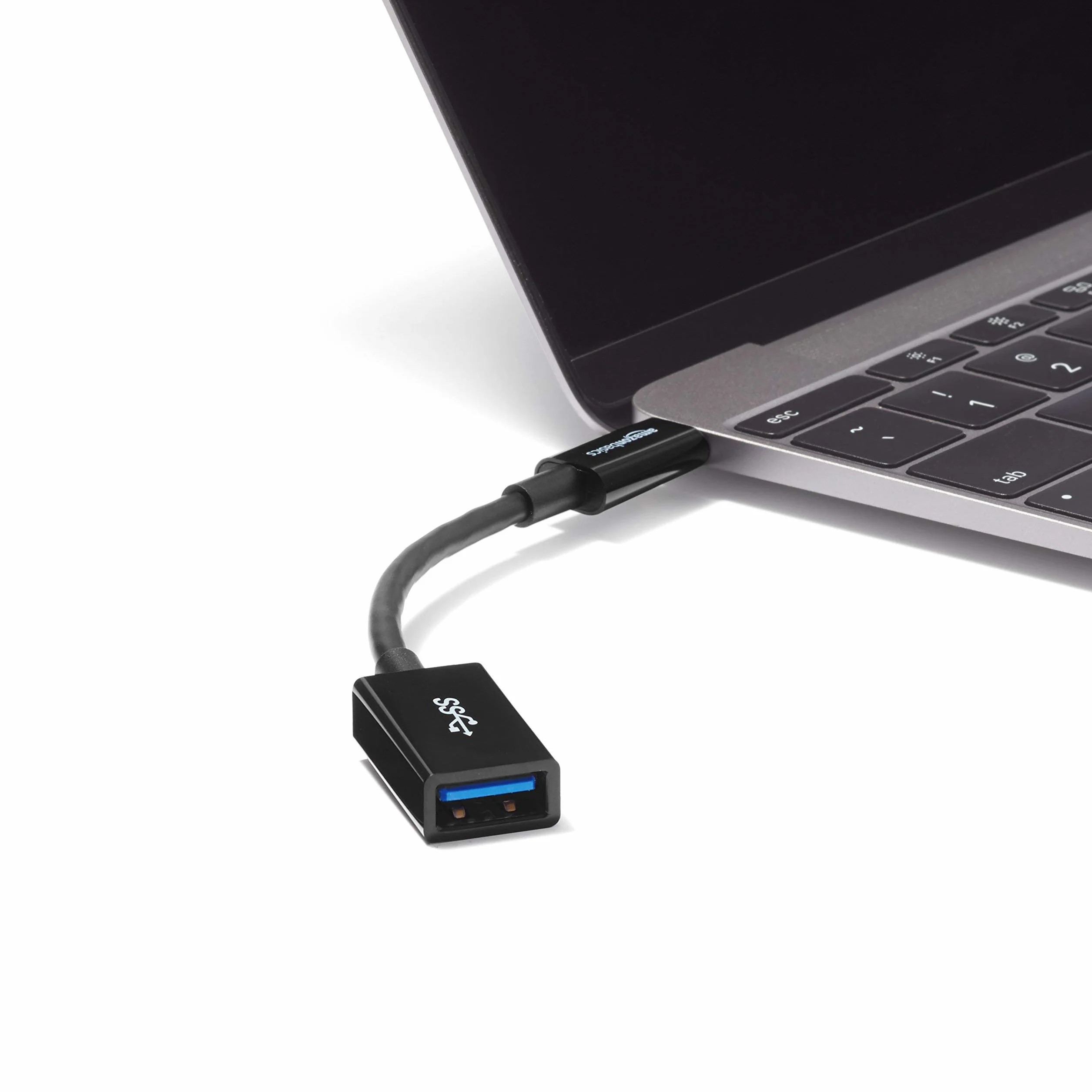 Amazon Basics Câble adaptateur femelle USB 3.1 USB-C vers USB-A haut débit 5 Gbit/s certifié USB-IF noir