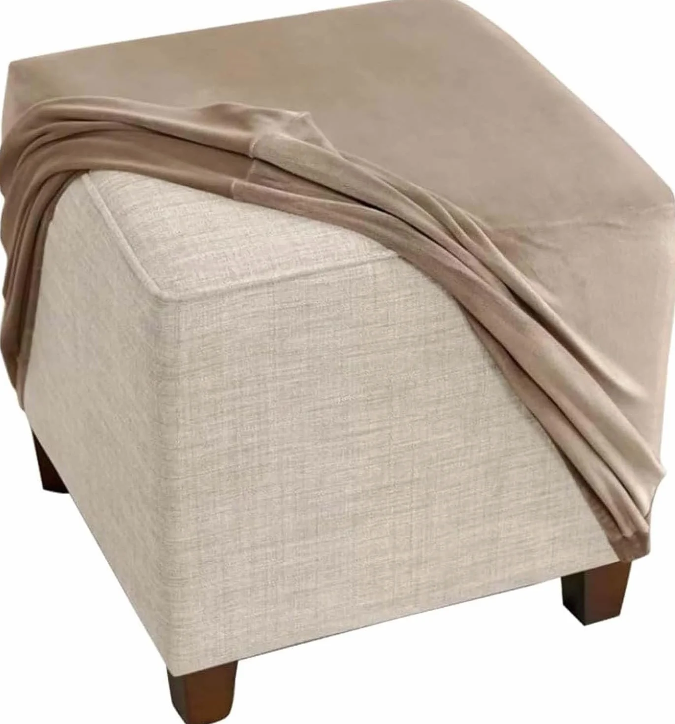 Housse de Pouf Ottoman Carré 40x40/35x35/60x60/50x50/45x45cm, Extensible Velours, Lavable en Machine, 55x55cm