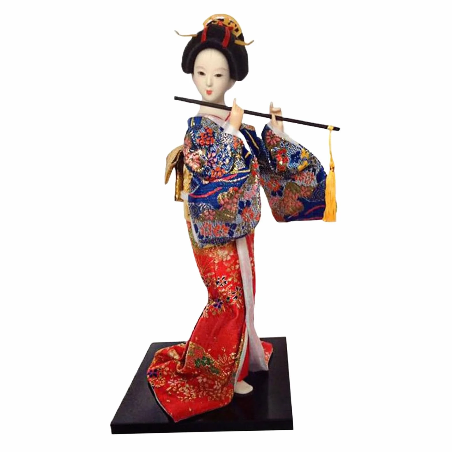MagiDeal Geisha japonaise 12 pouces figurine miniature statue dame bleu rouge