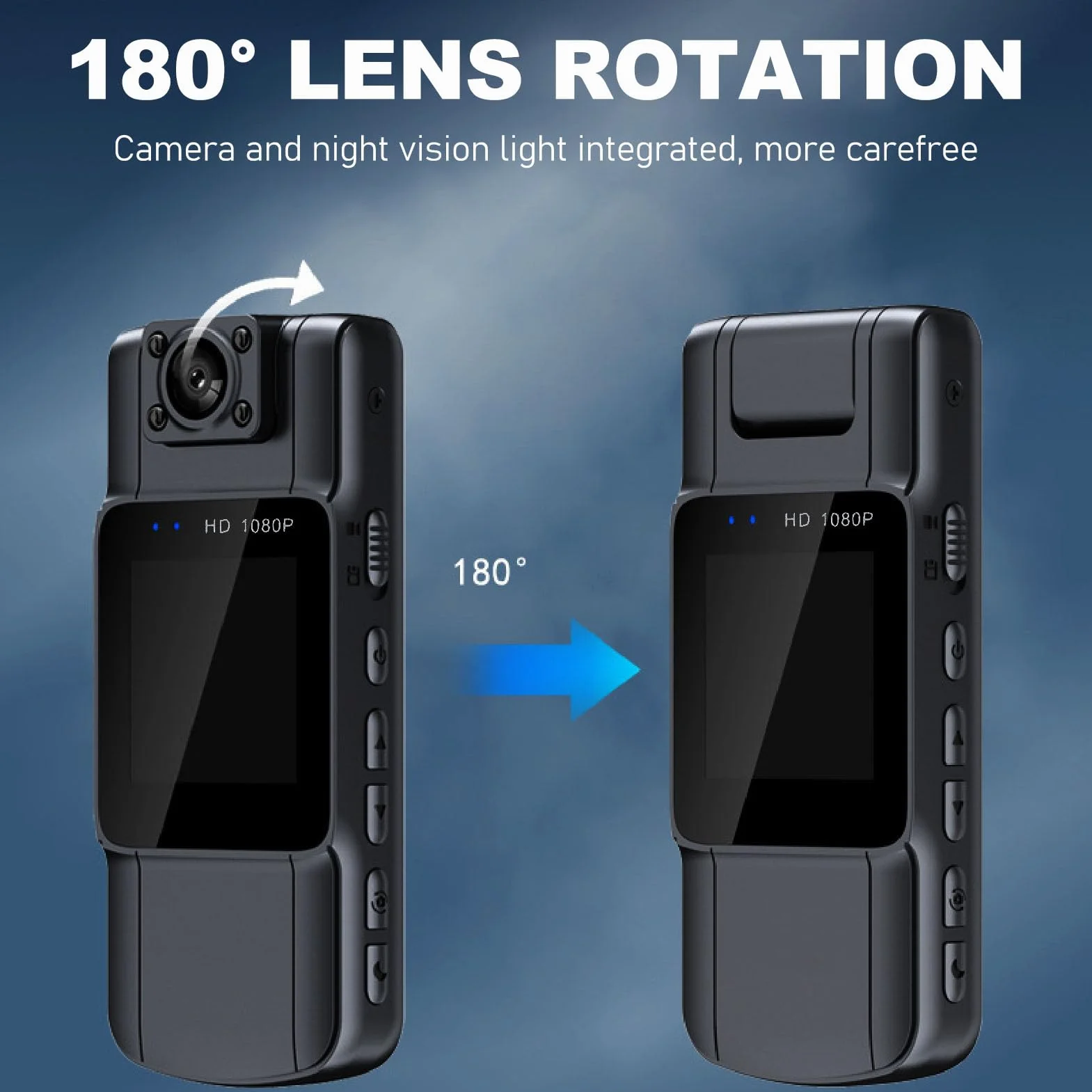 Kamera Na Korpus 1080P - Bateria 1000 MAh, Kieszonkowa Z Obracanym Obiektywem o 180° i Ekranem OLED Do Odtwarzania, Policyjna Z Dźwiękiem Do Chodzenia
