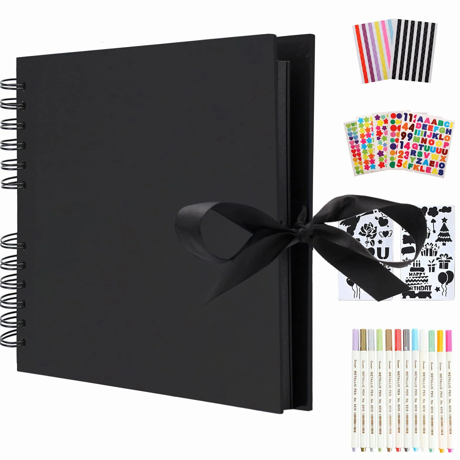 Album Photo Traditionnel Scrapbook 80 Pages, DIY Livre d'or Cadeau Original Mariage Anniversaire (Noir)