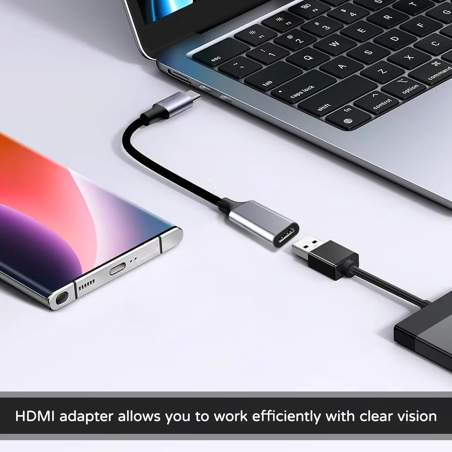 Adaptateur USB C vers HDMI 4K 60Hz Type C Thunderbolt 3 Compatible iPhone 16 Pro MacBook Pro Air