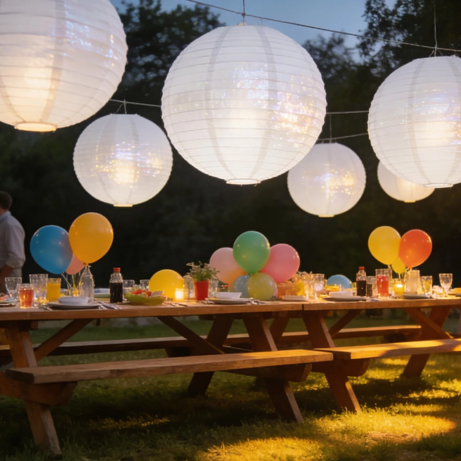 Lanterne en Papier Blanc 12pcs Rond pour Décoration de Fête