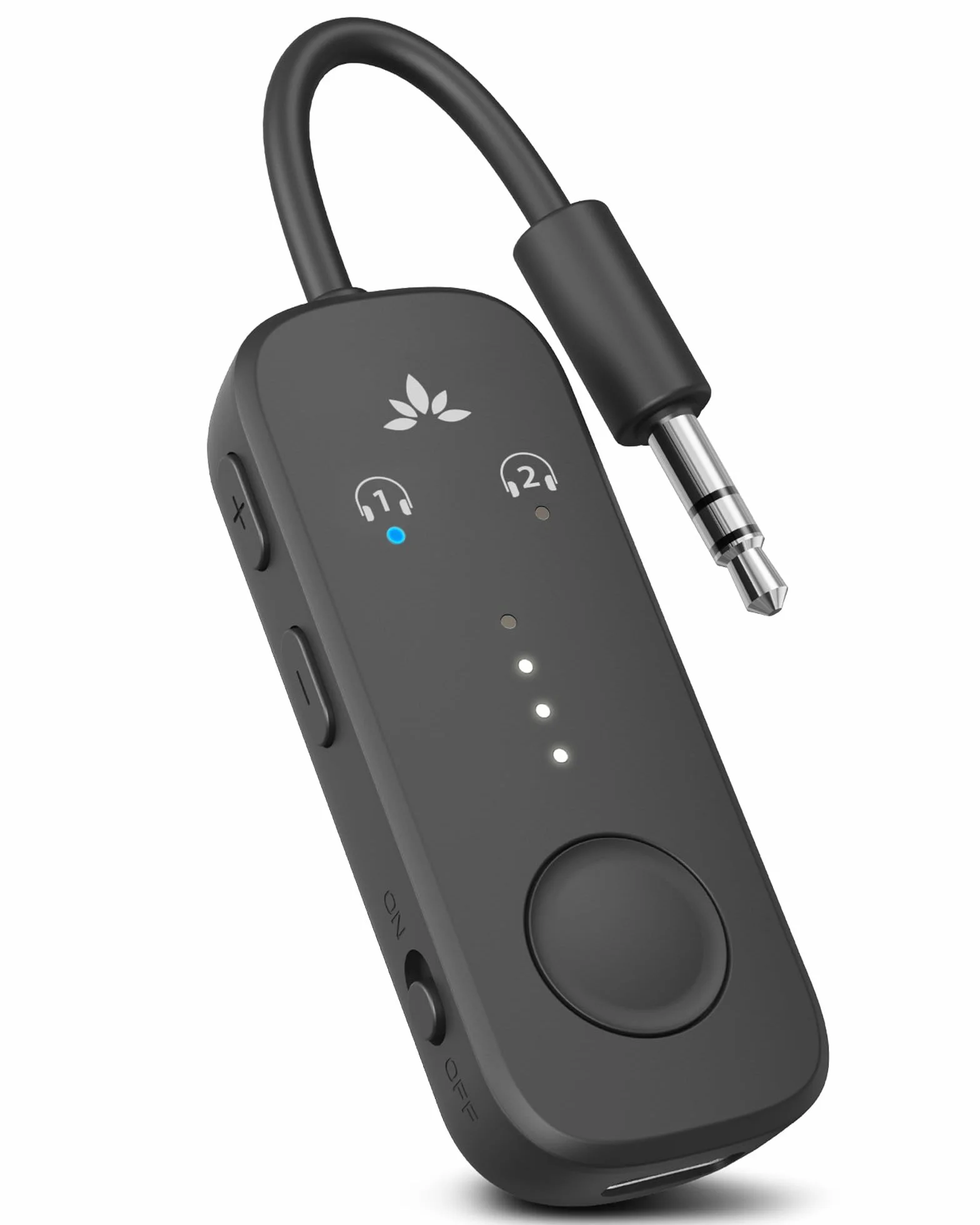 Avantree Relay – adapter Bluetooth do samolotu z chipsetem Qualcomm, obsługa 2 słuchawek, 25 h pracy, aptX Adaptive i HD audio, nadajnik dla AirPods, Bose i podróży lotniczych