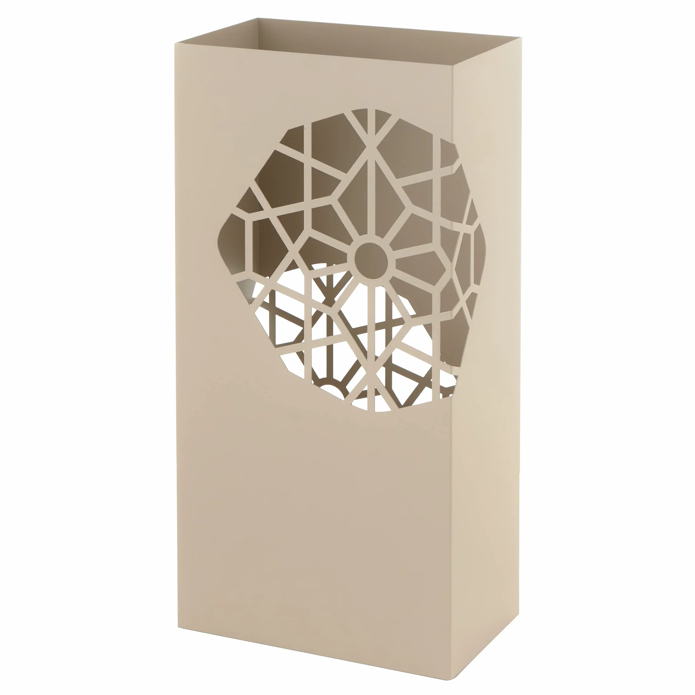 Baroni Home Porte Parapluie Métal Rectangulaire Moderne avec Crochets et Bac Amovible 25x15x50 cm Taupe