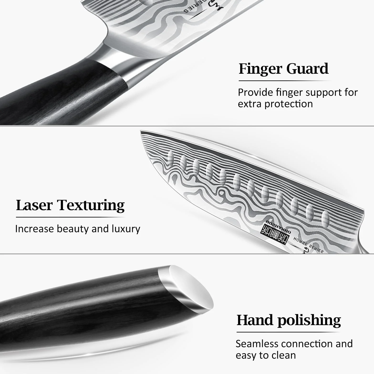 HOSHANHO Couteau Santoku 18 cm, Couteau de Cuisine Japonais Ultra-Tranchant en Acier à Haute Teneur en Carbone, Couteau de Chef Professionnel avec Manche Ergonomique