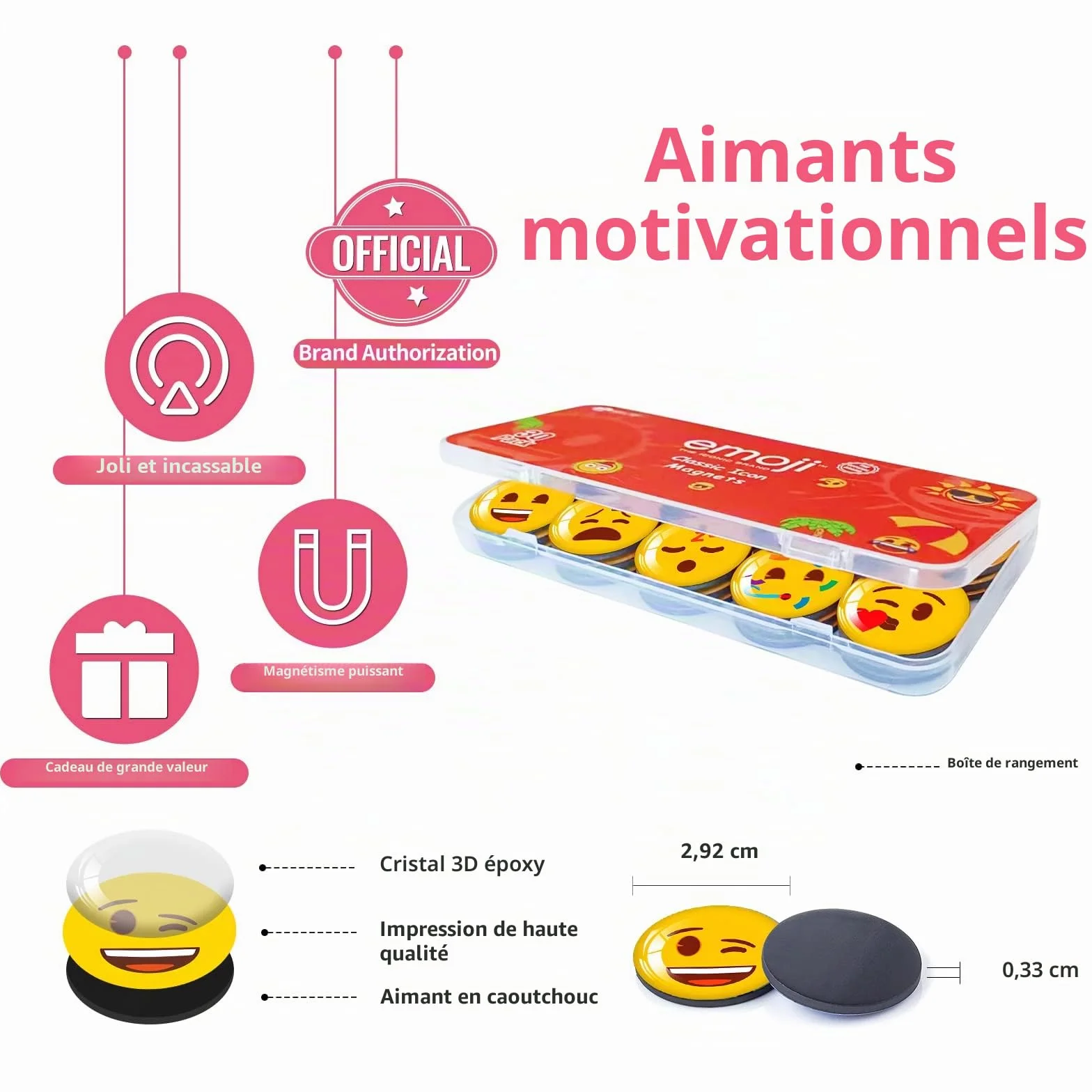 MORCART 30 Aimants Emoji Magnétique Frigo Tableau Blanc Décoratif
