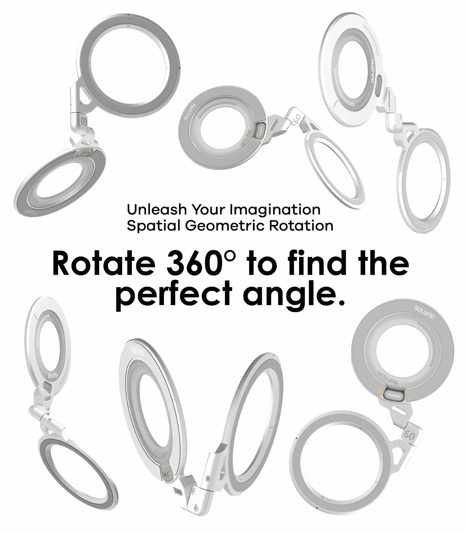 Aulumu G09 uchwyt na telefon komórkowy MagSafe, obracany o 360°, aluminiowy dwustronny magnetyczny uchwyt na palec do iPhone 17 16 15 14 13 12 i etui na telefon komórkowy Samsung, czarny