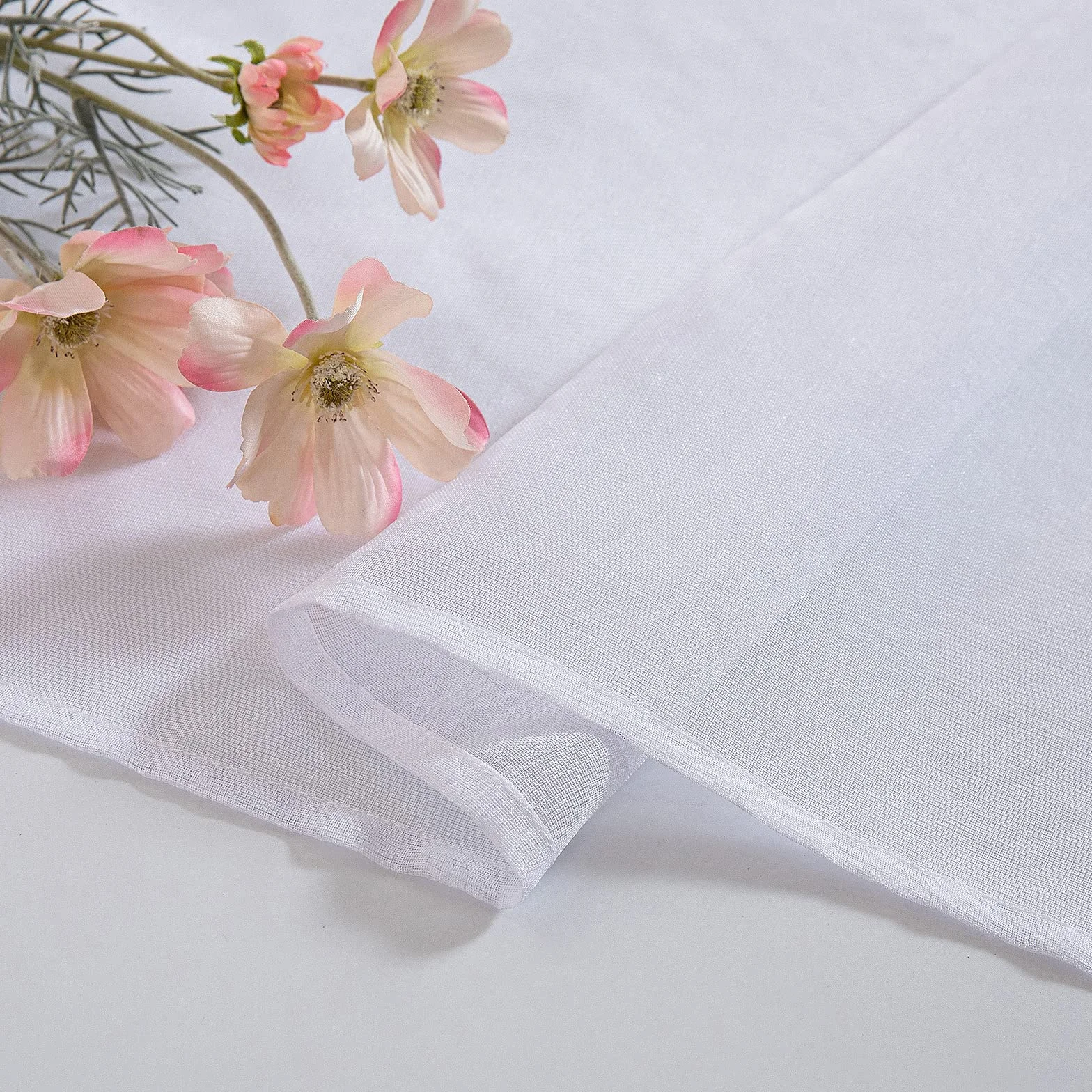 MIULEE Rideaux Voilage Blanc 140x225cm Rideau de Fenêtre à œillets 2 Panneaux