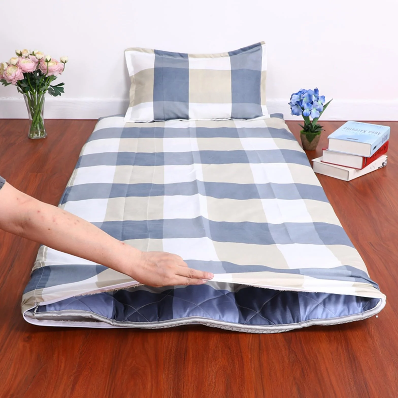 Housse de Futon Sol Japonaise avec Fermeture Éclair 120x200cm Lavable Coton