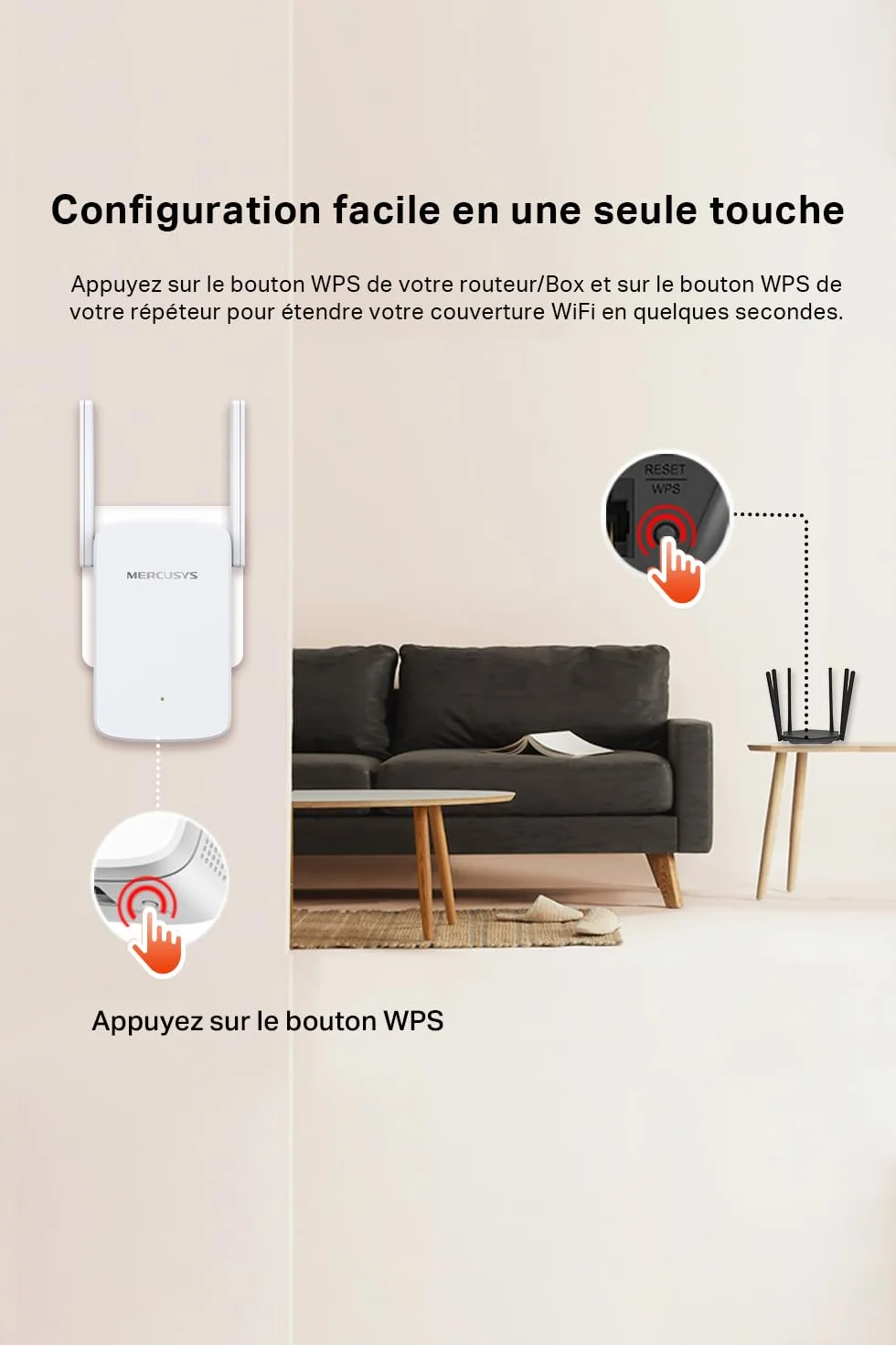 TP-Link MERCUSYS Répéteur WiFi AC1200, Amplificateur WiFi avec Port Ethernet, ME30