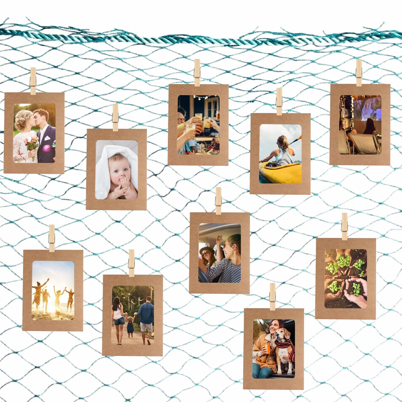 Guirlande Photo 20 Pièces Cadre Photo en Papier Kraft 11.5x15.5 cm DIY Décoration Murale