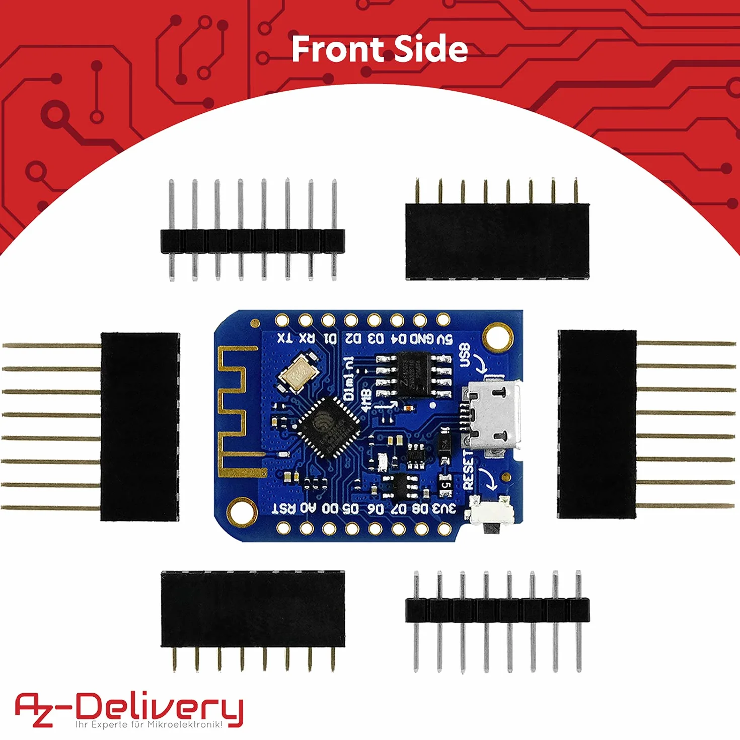 AZDelivery D1 Mini V3 NodeMCU ESP8266EX WLAN Moduł kompatybilny z Arduino w tym E-Book!