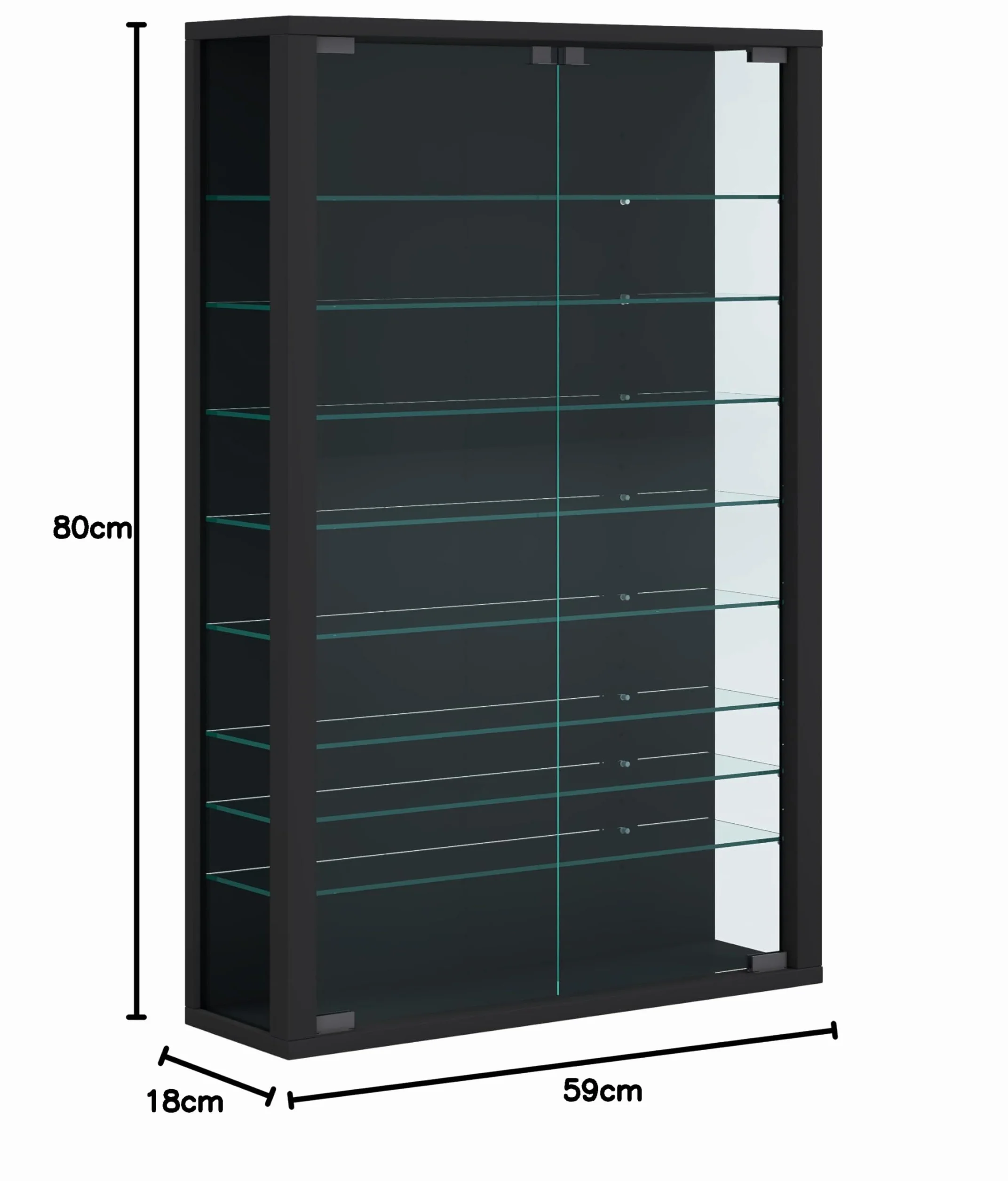 VCM vitrine Salon, Armoire vitrine, Meuble vitrine Salon, vitrine en Verre Colonne Vitrine Murale Suspendue vitrine en Verre vitrine Murale vitrine en Verre Vitrosa Mini Noir