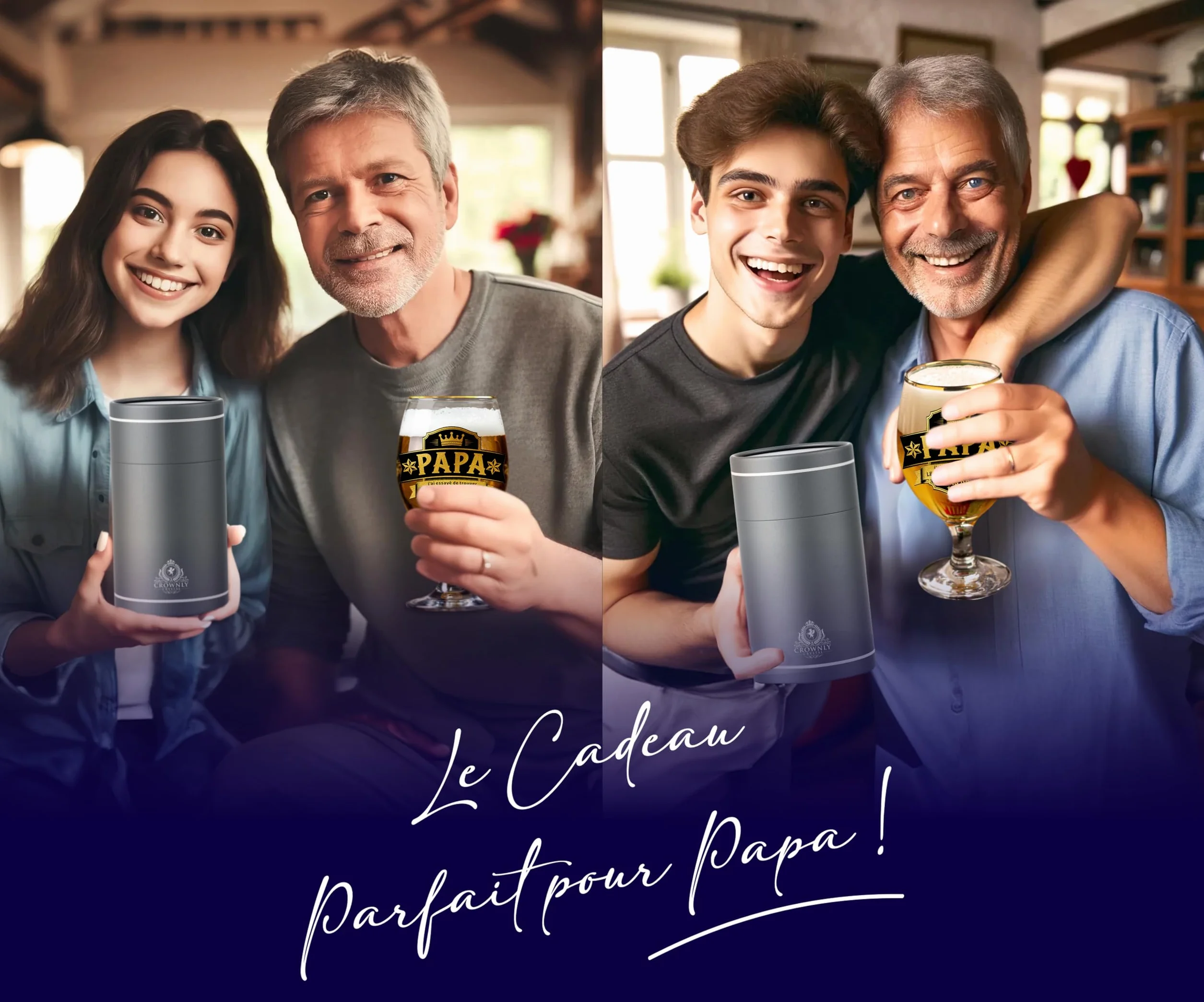 CROWNLY CRYSTAL Verre à Bière Personnalisé Cadeau Original Anniversaire Fête des Pères