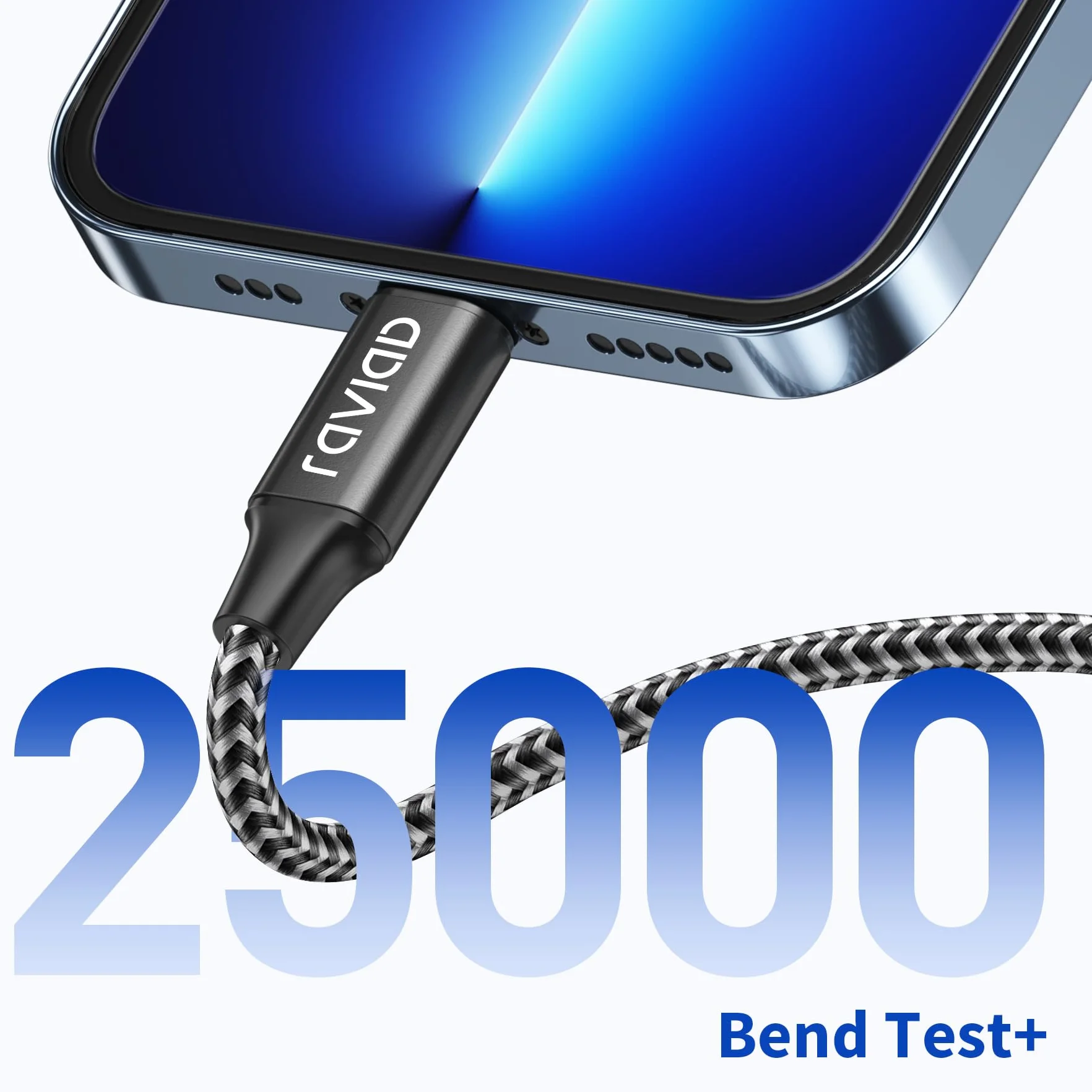 RAVIAD Câble iPhone Chargeur 1M MFi Certifié Lightning Nylon Tressé Résistant Charge Rapide pour iPhone 13 12 11 Pro Max XR XS X 8 7 6s SE