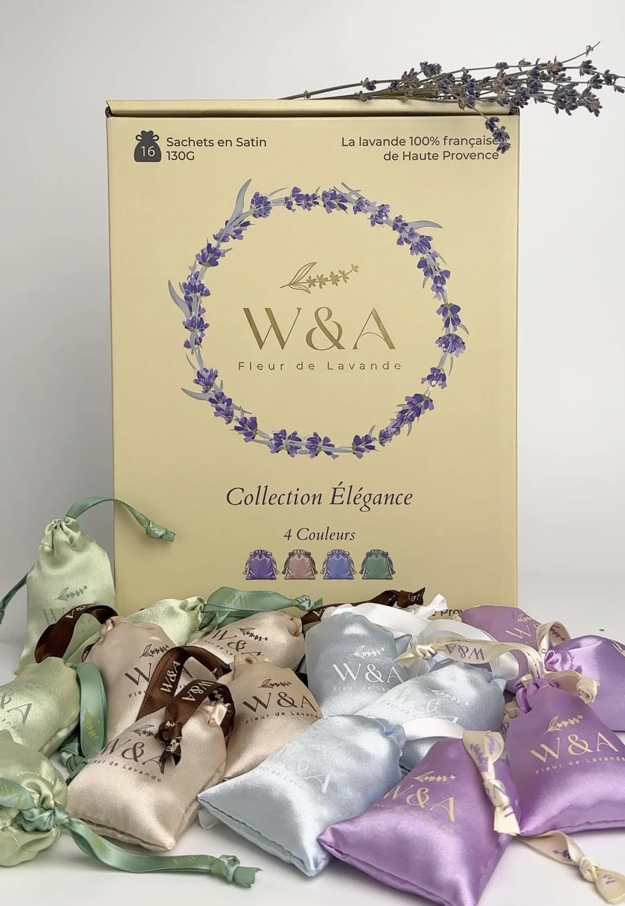 Sachets de Lavande en Satin Lavande Française de Provence Anti-Mites Naturel Coffret Cadeau 16 Sachets