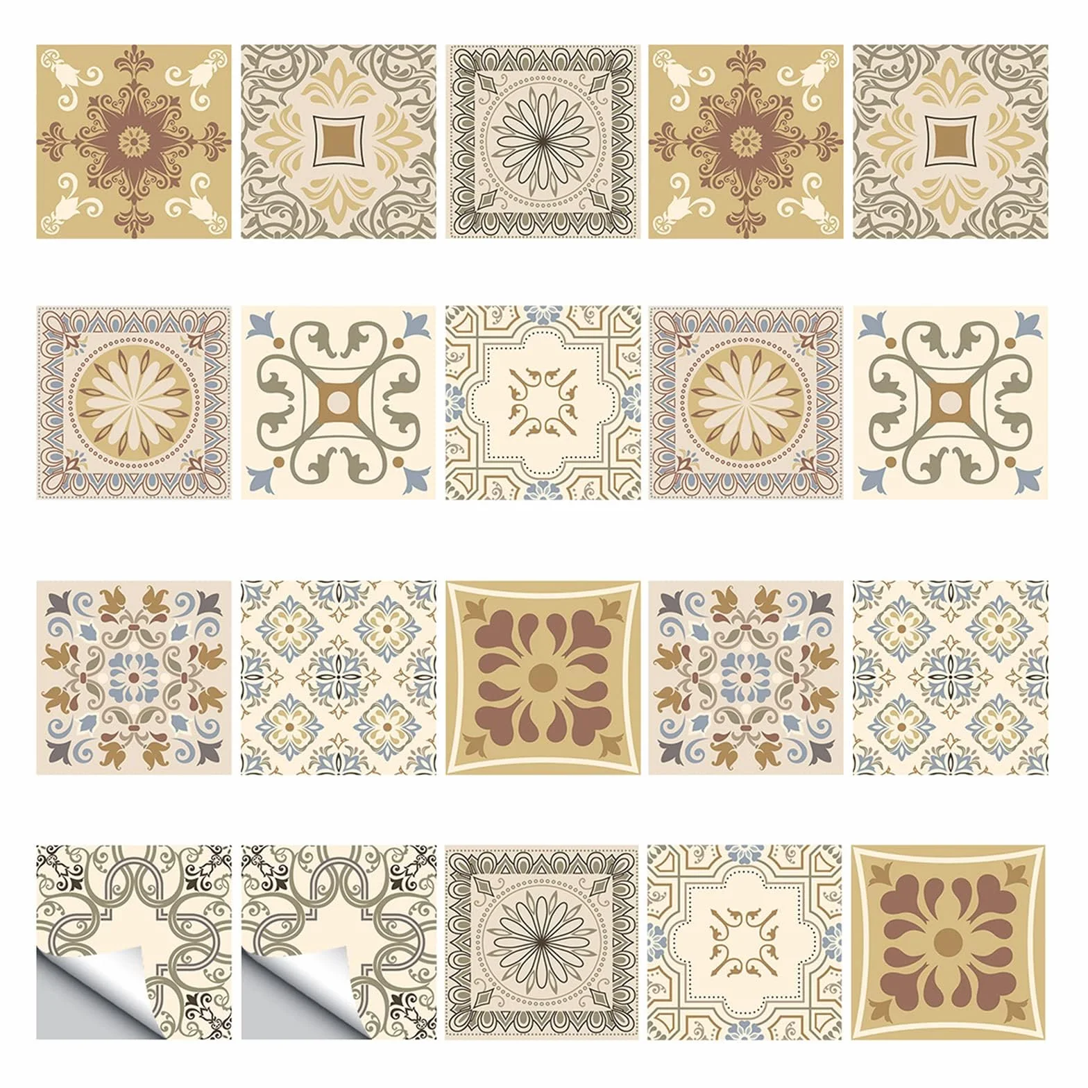 Stickers Carrelage Salle De Bain 15x15 Autocollant Carreaux Adhésif Mosaïque Étanche Style Marocain 20 Pièces