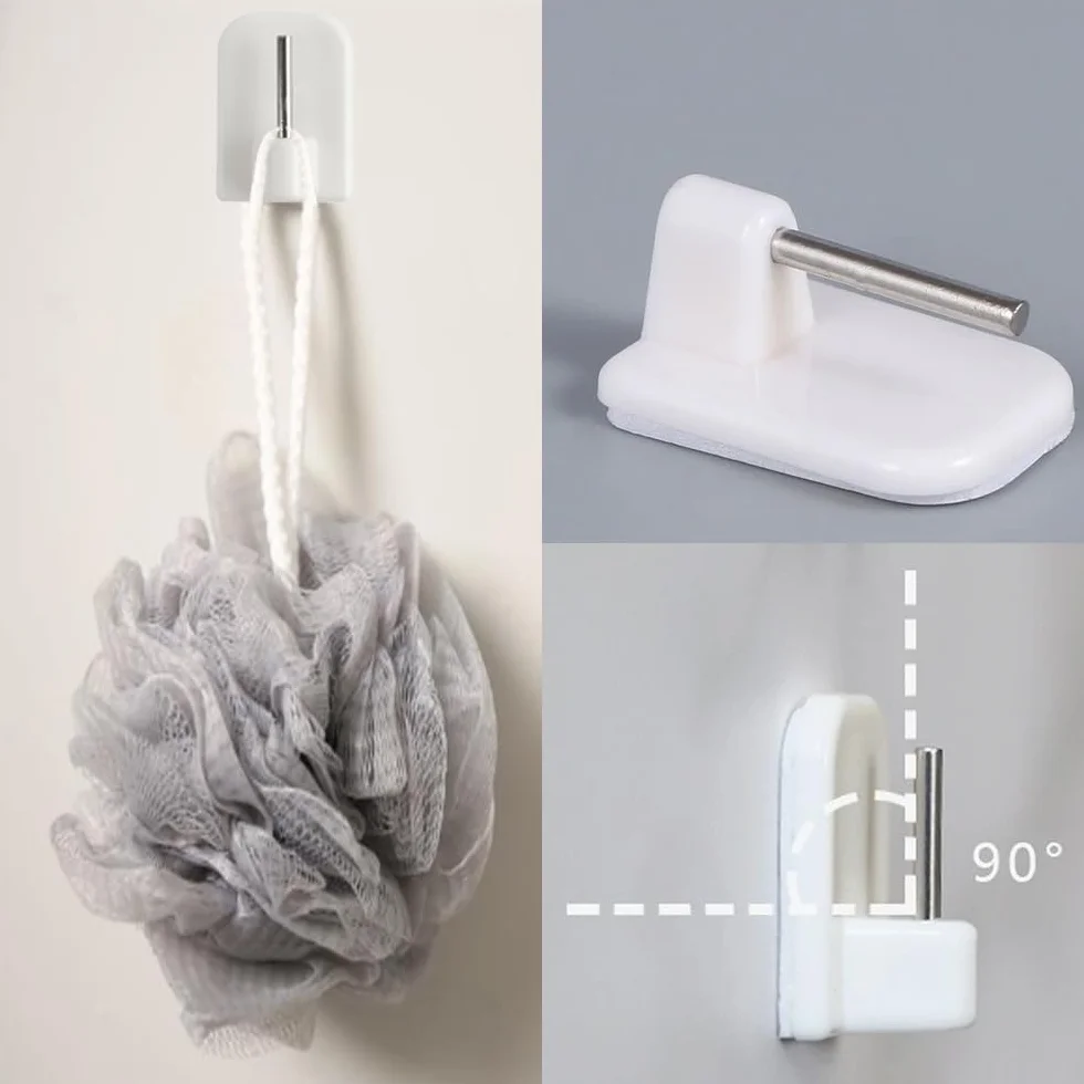 Crochets Autocollants pour Barres de Rideaux, 30 Pcs, Supports Adhésifs sans Percage
